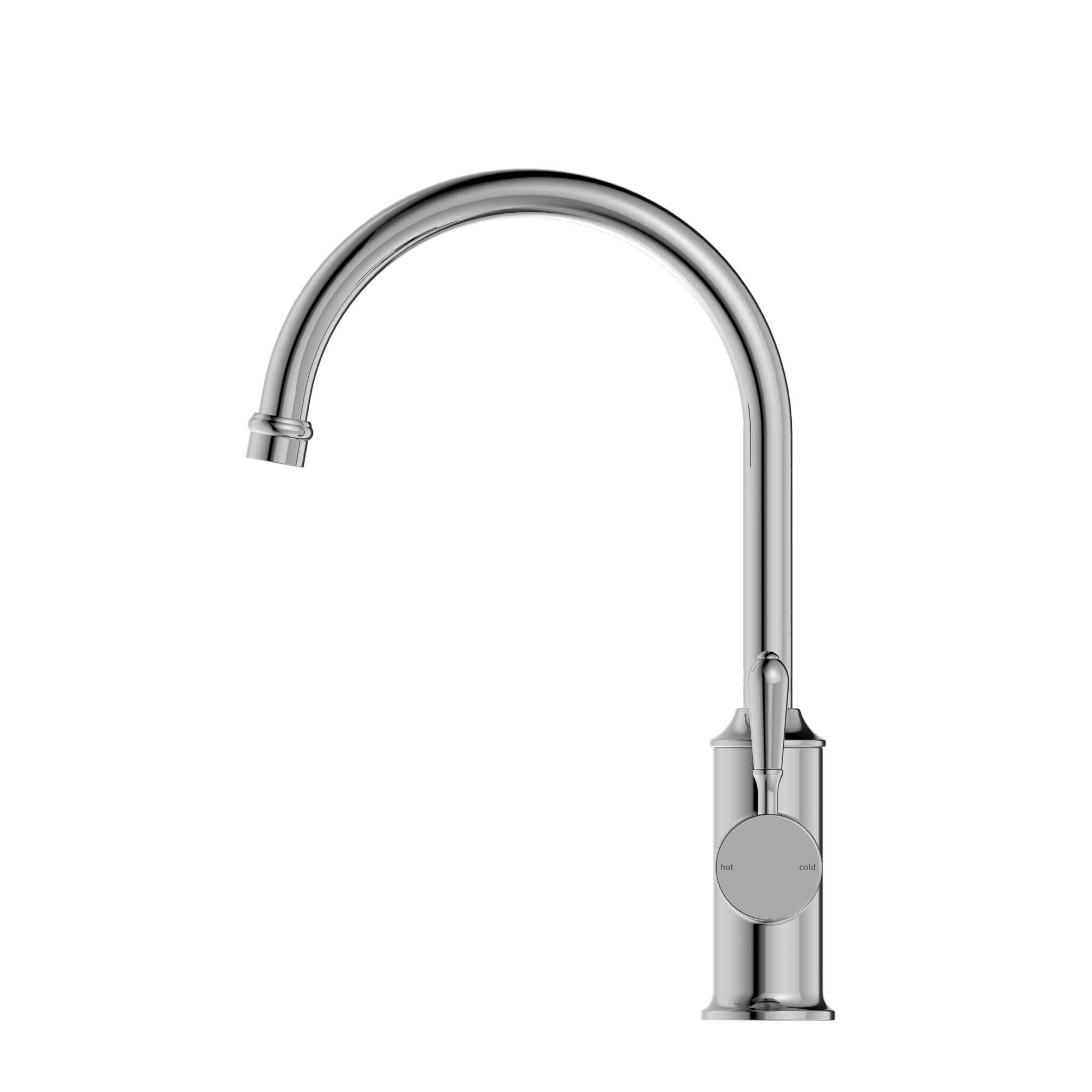 NERO YORK KITCHEN MIXER GOOSNECK SPOUT WITH METAL LEVER CHROME