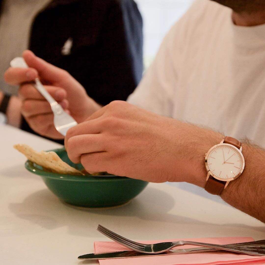 Rose Gold & Tan Watch