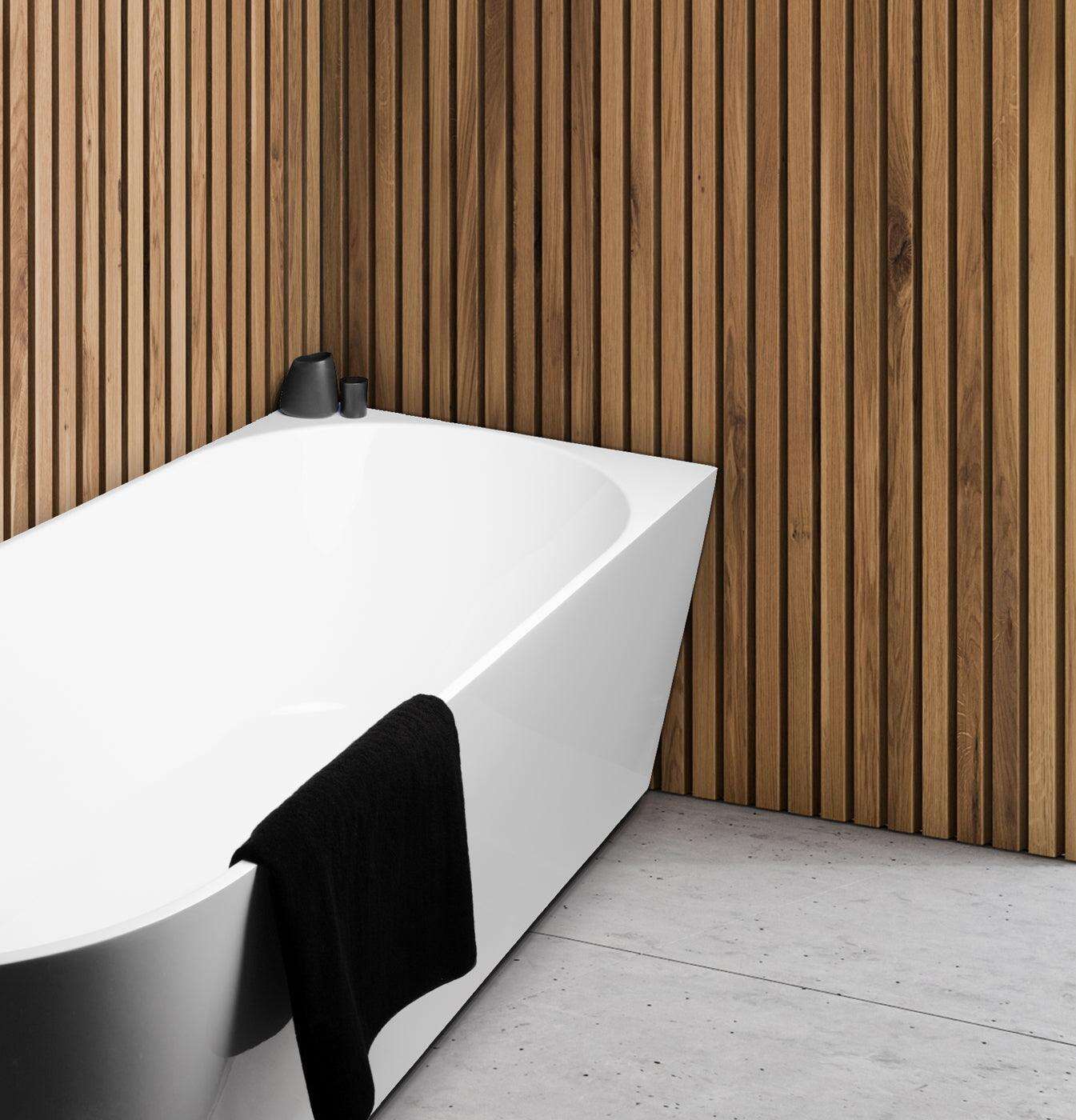 Cassa Design Auris Corner Back to Wall Bathtub-Matte White