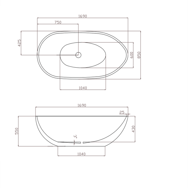 Milano Tear 1400/1500/1700 Freestanding Bath