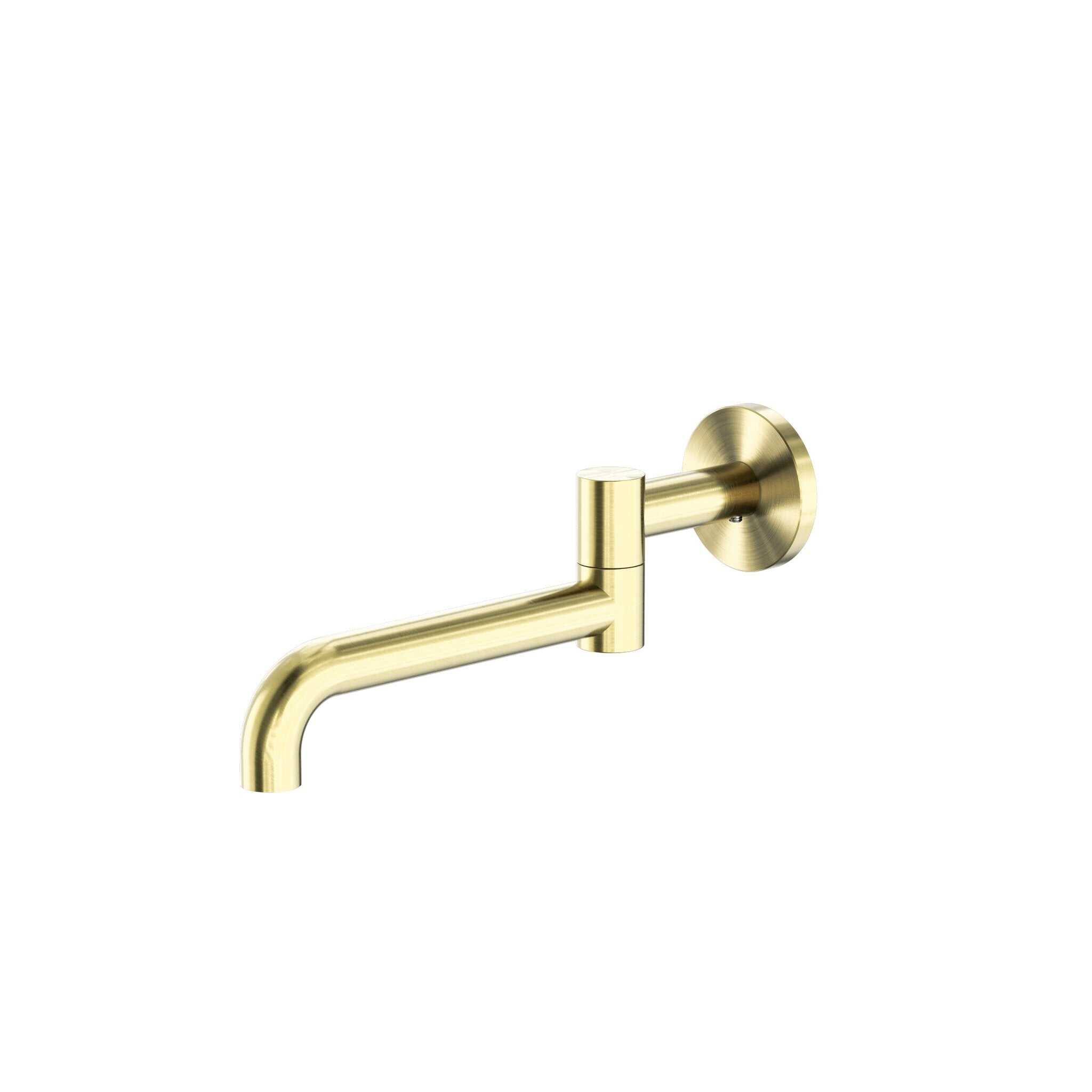 NERO MECCA WALL MOUNTED SWIVEL BASIN/BATH SPOUT ONLY 225MM BRUSHED GOLD