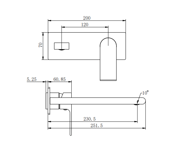 WALL BASIN/BATH MIXER 230MM TRIM KITS ONLY BRUSHED GOLD