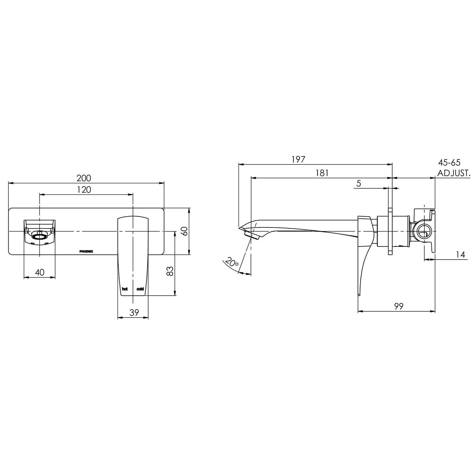 Wall Basin/ Bath Set 180mm