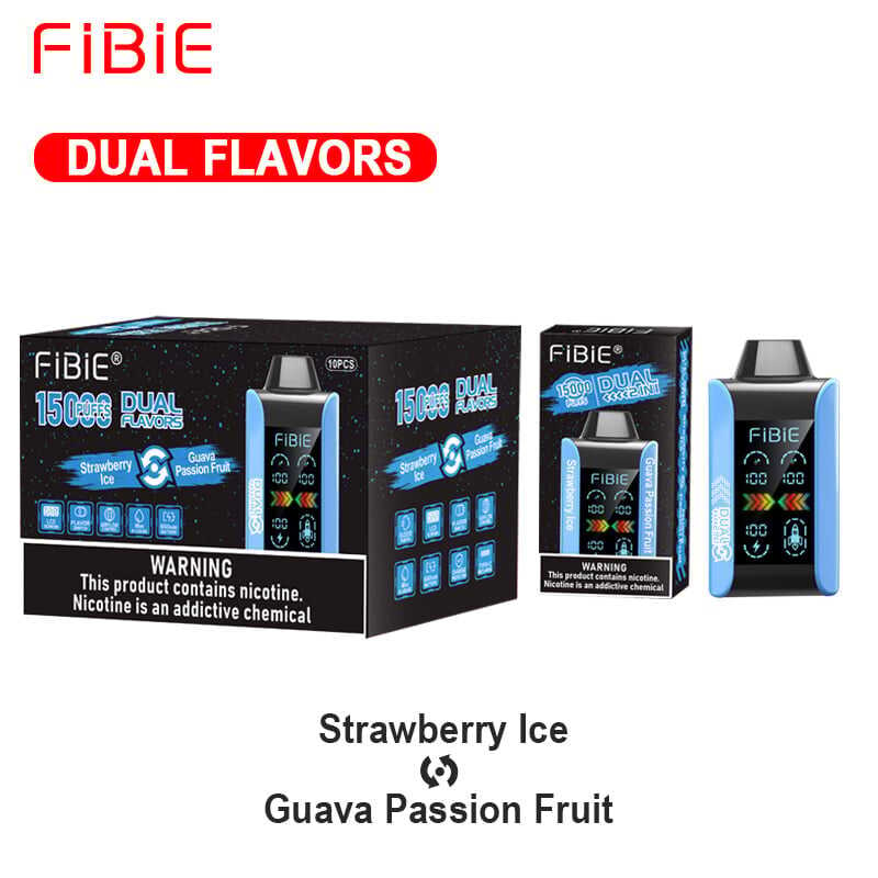 STRAWBERRY ICE & GUAVA PASSION FRUIT - FIBIE 15000 PUFFS Dual Flavors Disposable Vape