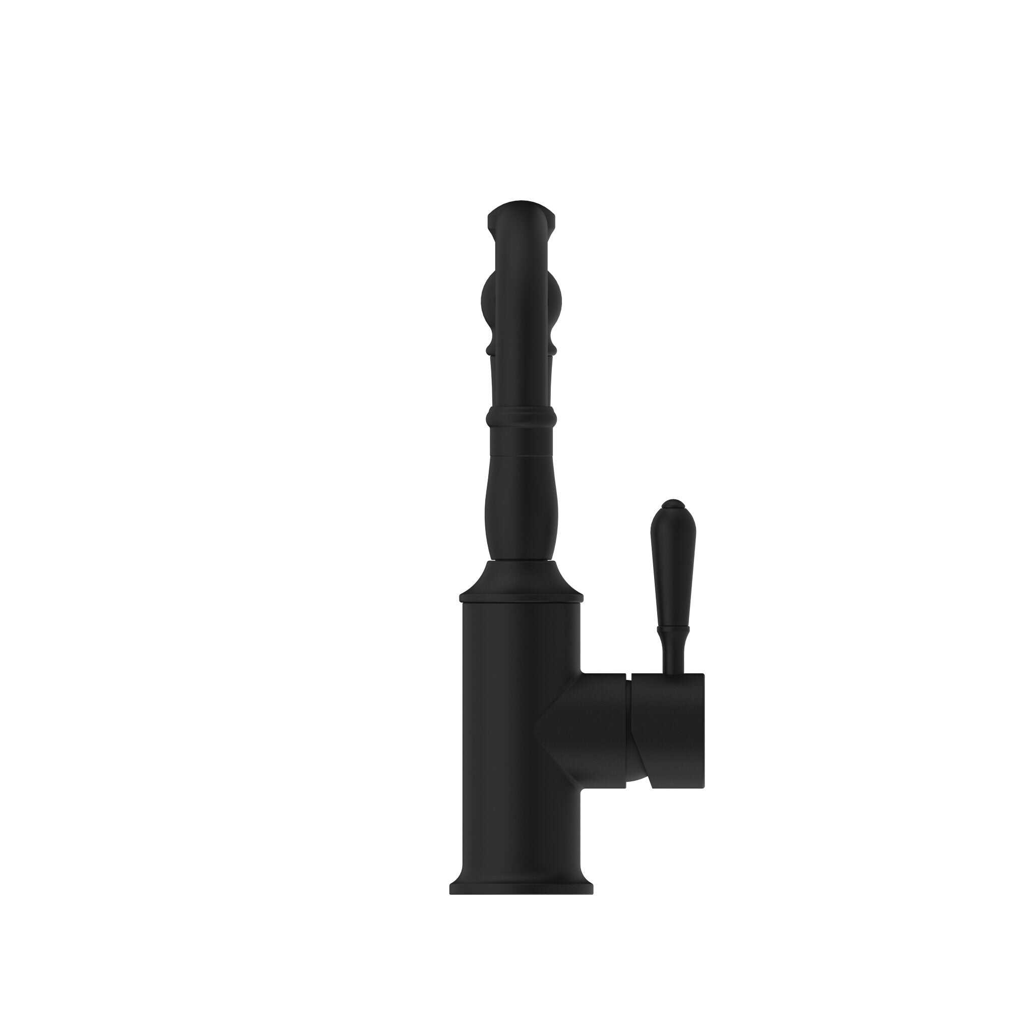 NERO YORK BASIN MIXER HOOK SPOUT WITH METAL LEVER MATTE BLACK