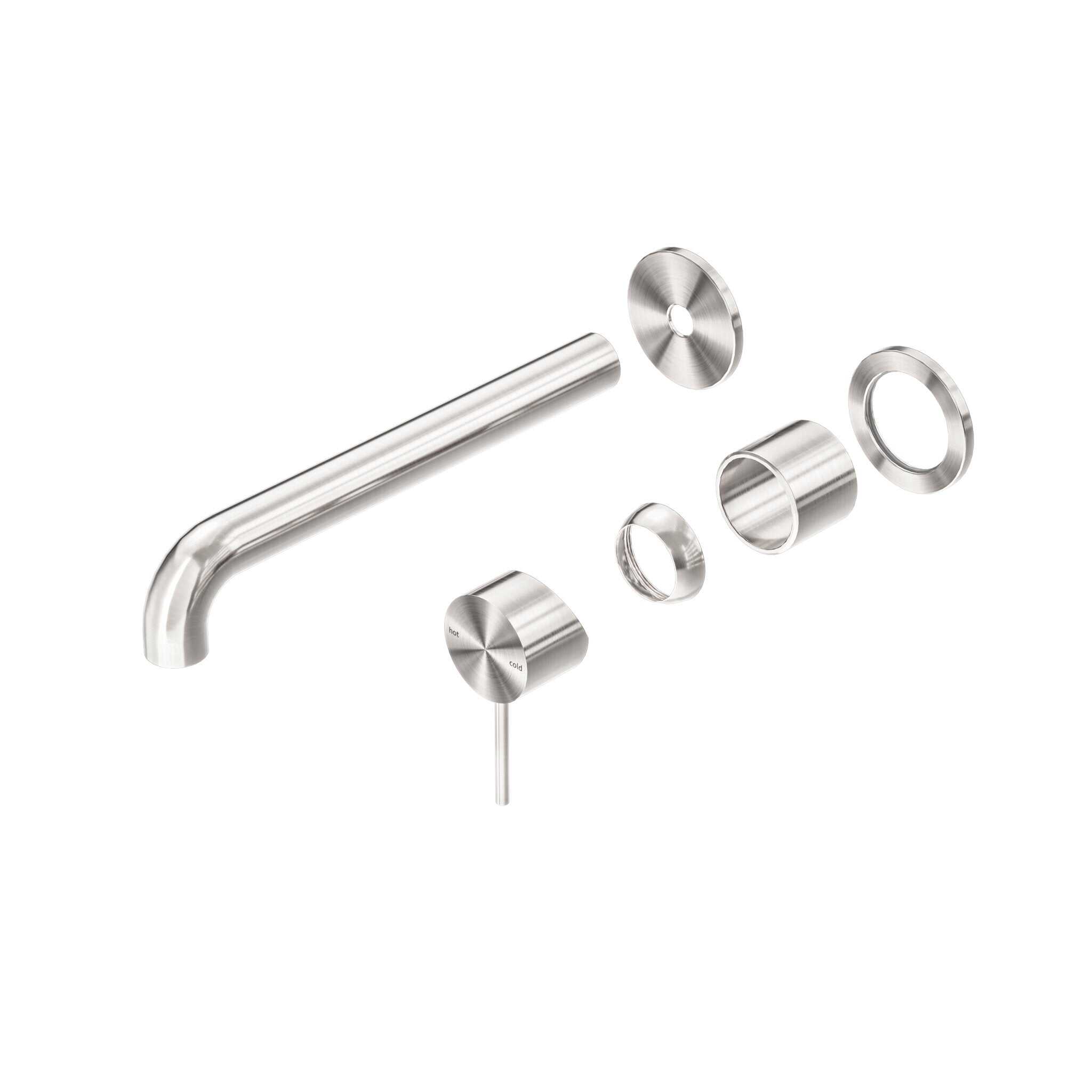 NERO MECCA WALL BASIN/BATH MIXER SEPARETE BACK PLATE 230MM TRIM KITS ONLY BRUSHED NICKEL