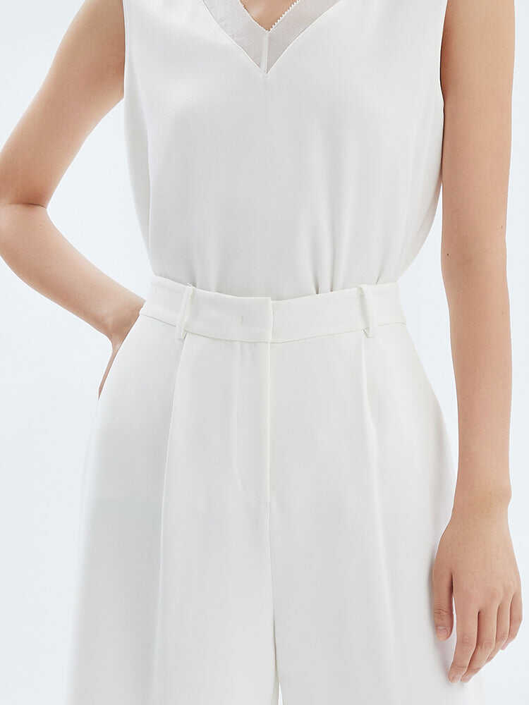 White Triacetate High-Waisted Shorts