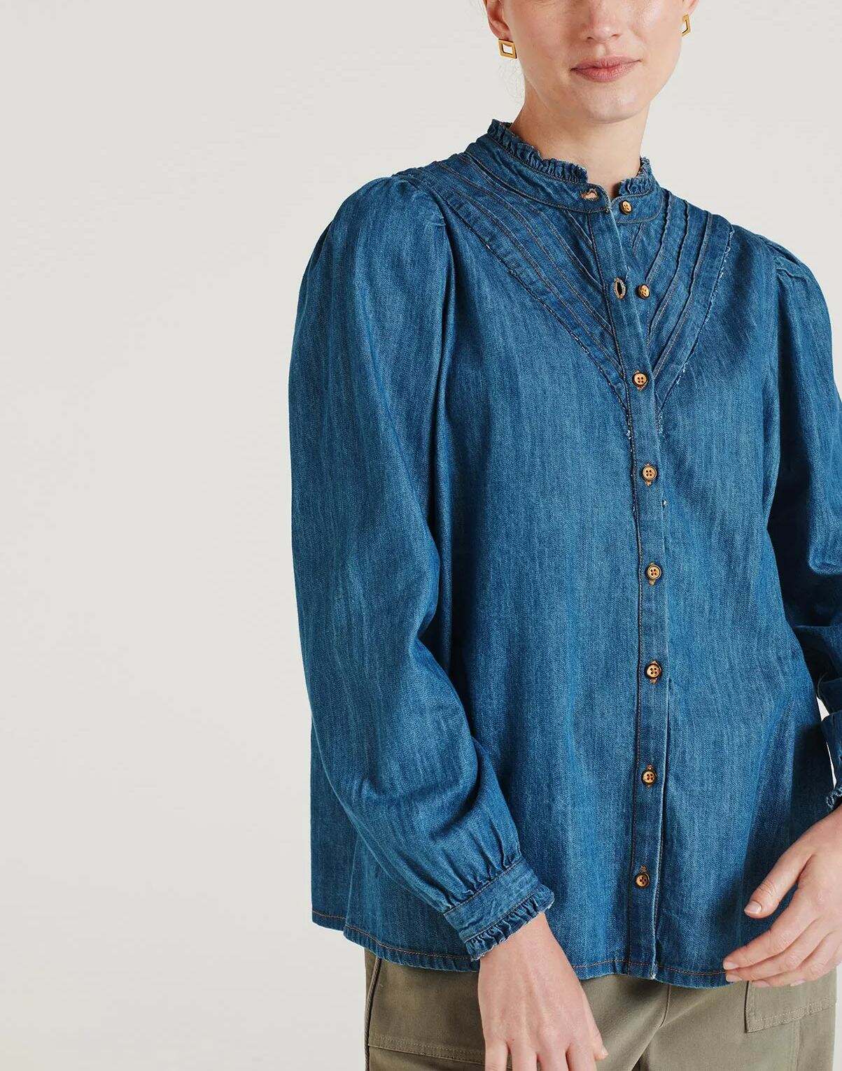 Indigo Blue Frill Blouse