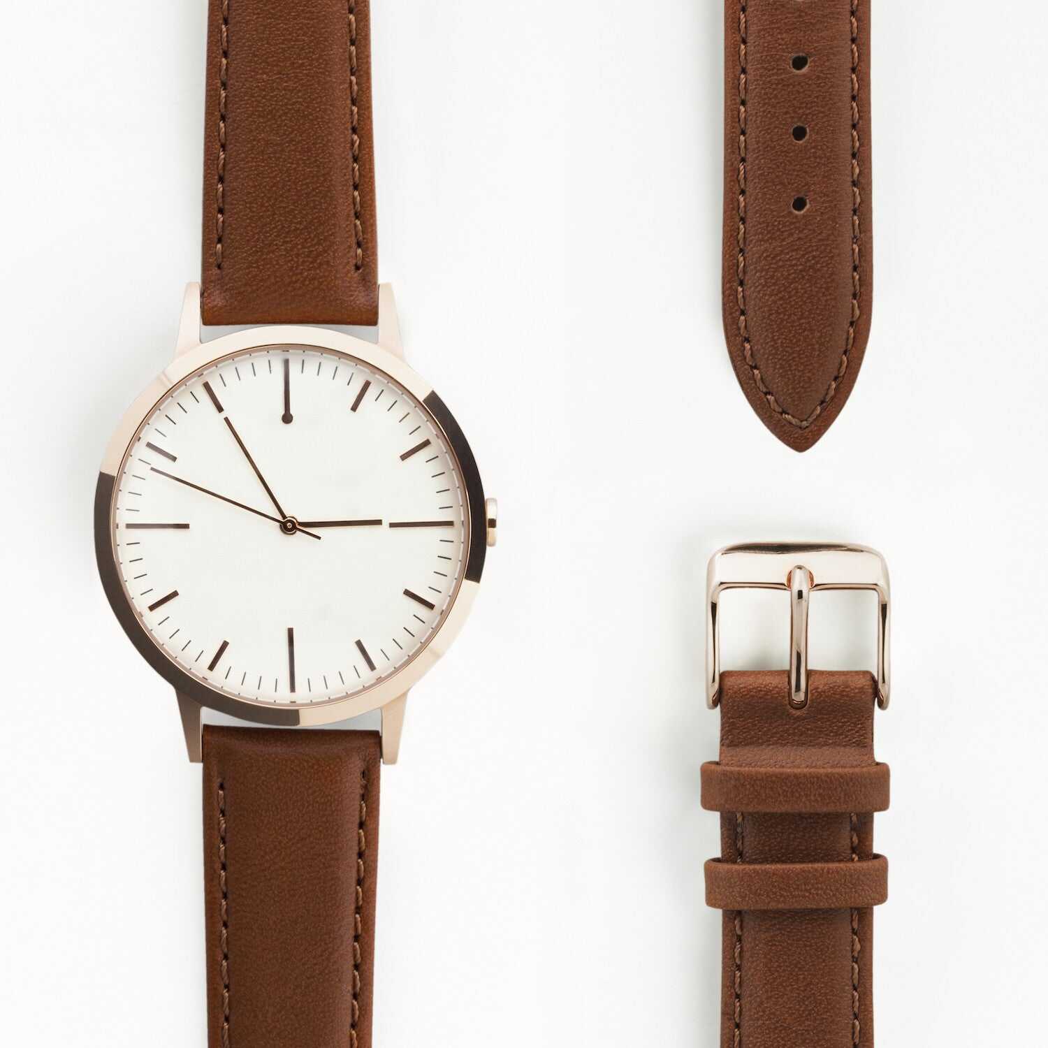 Rose Gold & Tan Watch