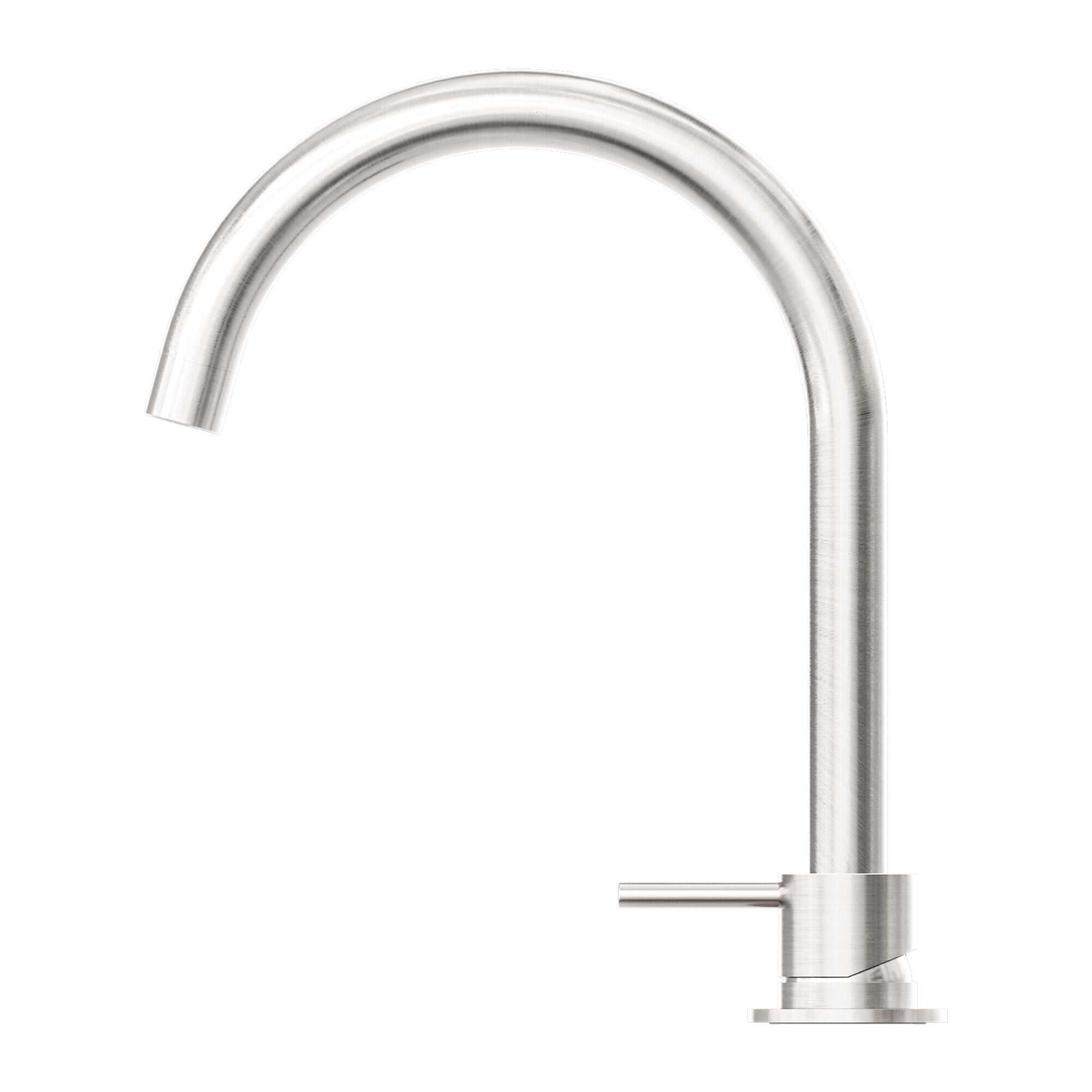 NERO MECCA HOB BASIN MIXER ROUND SWIVEL SPOUT BRUSHED NICKEL