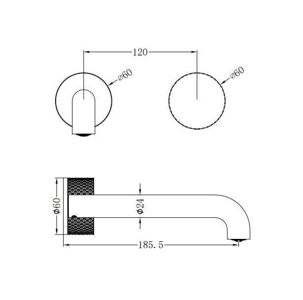 NERO OPAL PROGRESSIVE WALL BASIN/BATH SET 185MM GRAPHITE