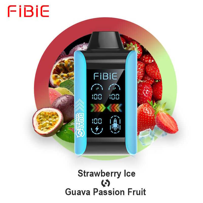 STRAWBERRY ICE & GUAVA PASSION FRUIT - FIBIE 15000 PUFFS Dual Flavors Disposable Vape