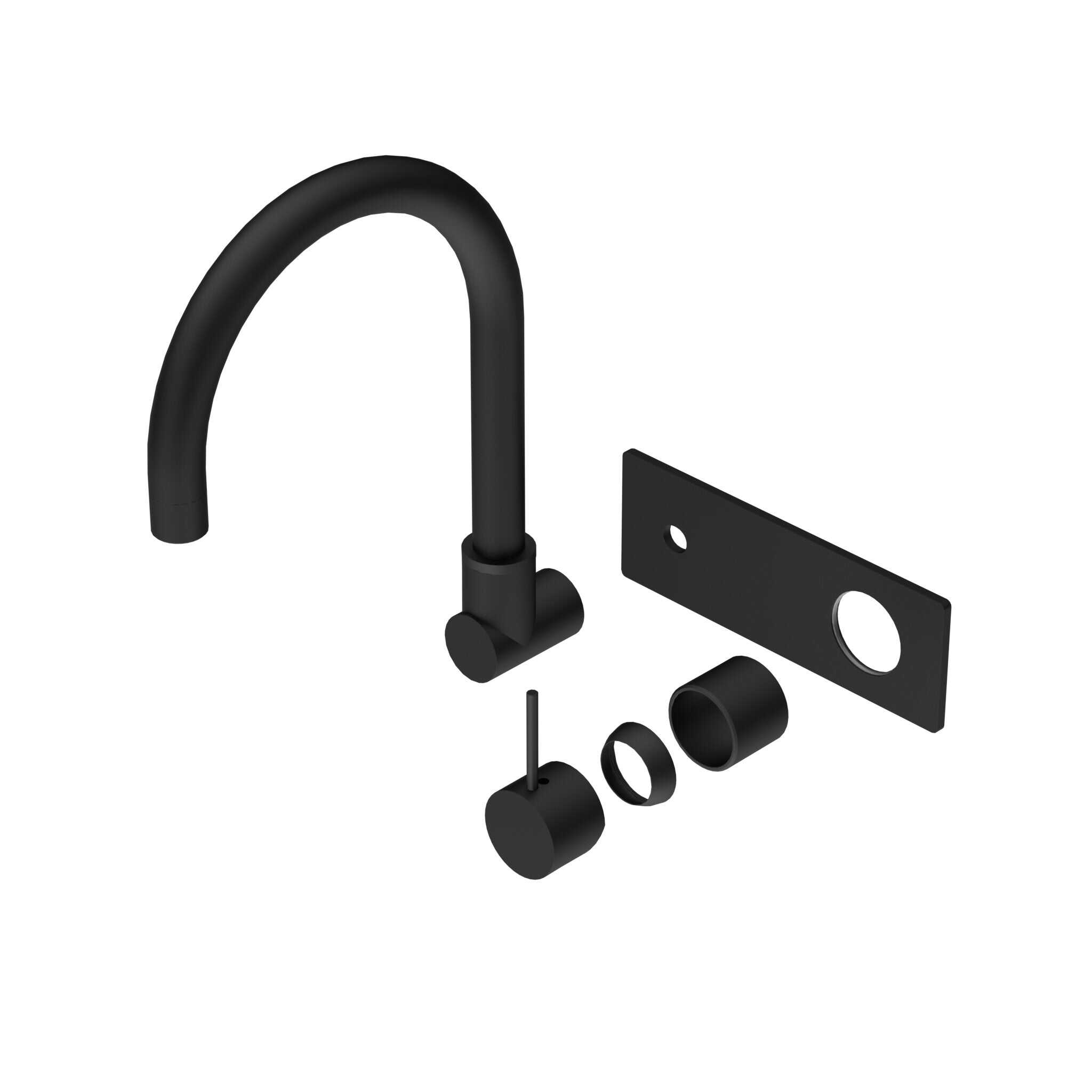 NERO MECCA WALL BASIN/BATH MIXER SWIVEL SPOUT HANDLE UP TRIM KITS ONLY MATTE BLACK