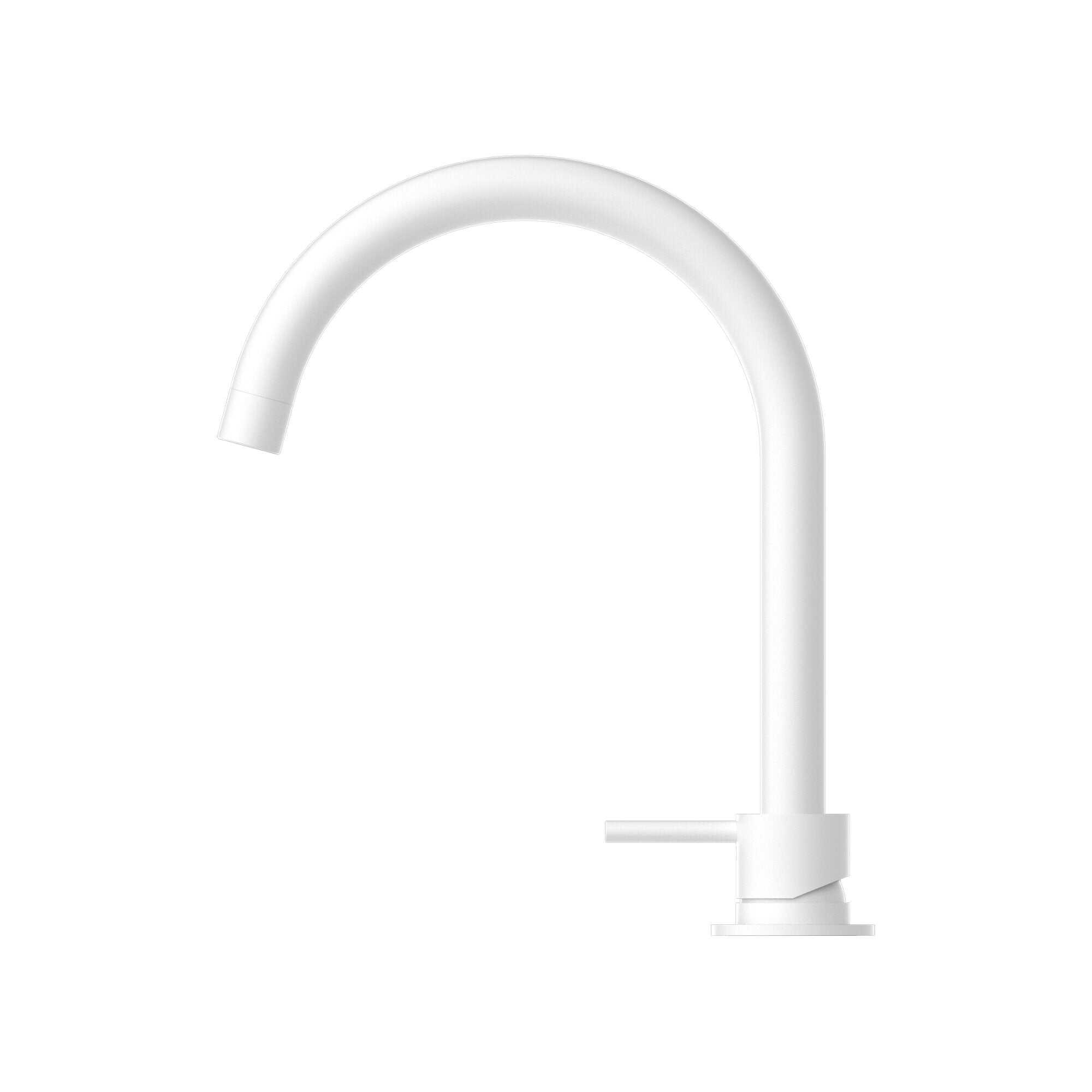 NERO MECCA HOB BASIN MIXER ROUND SWIVEL SPOUT MATTE WHITE