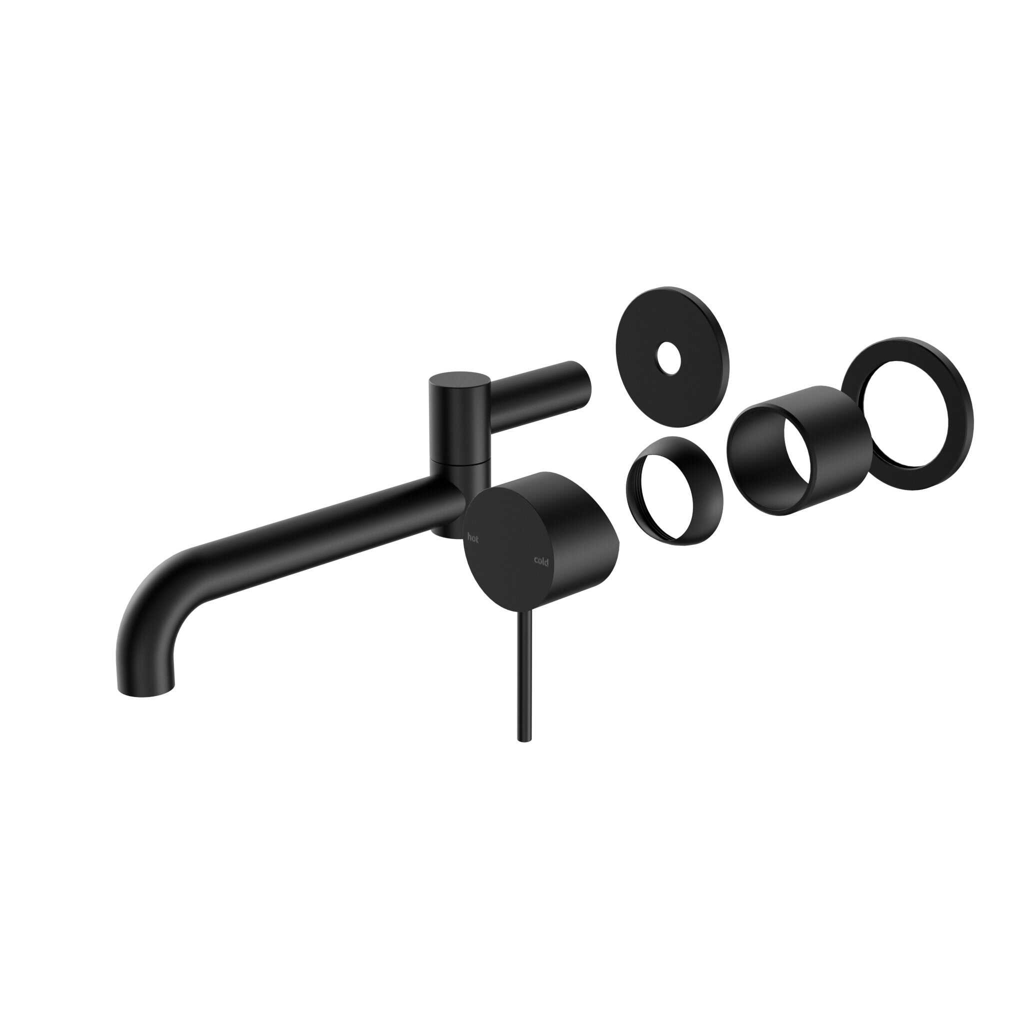 NERO MECCA WALL BASIN/BATH MIXER SWIVEL SPOUT 225MM TRIM KITS ONLY MATTE BLACK