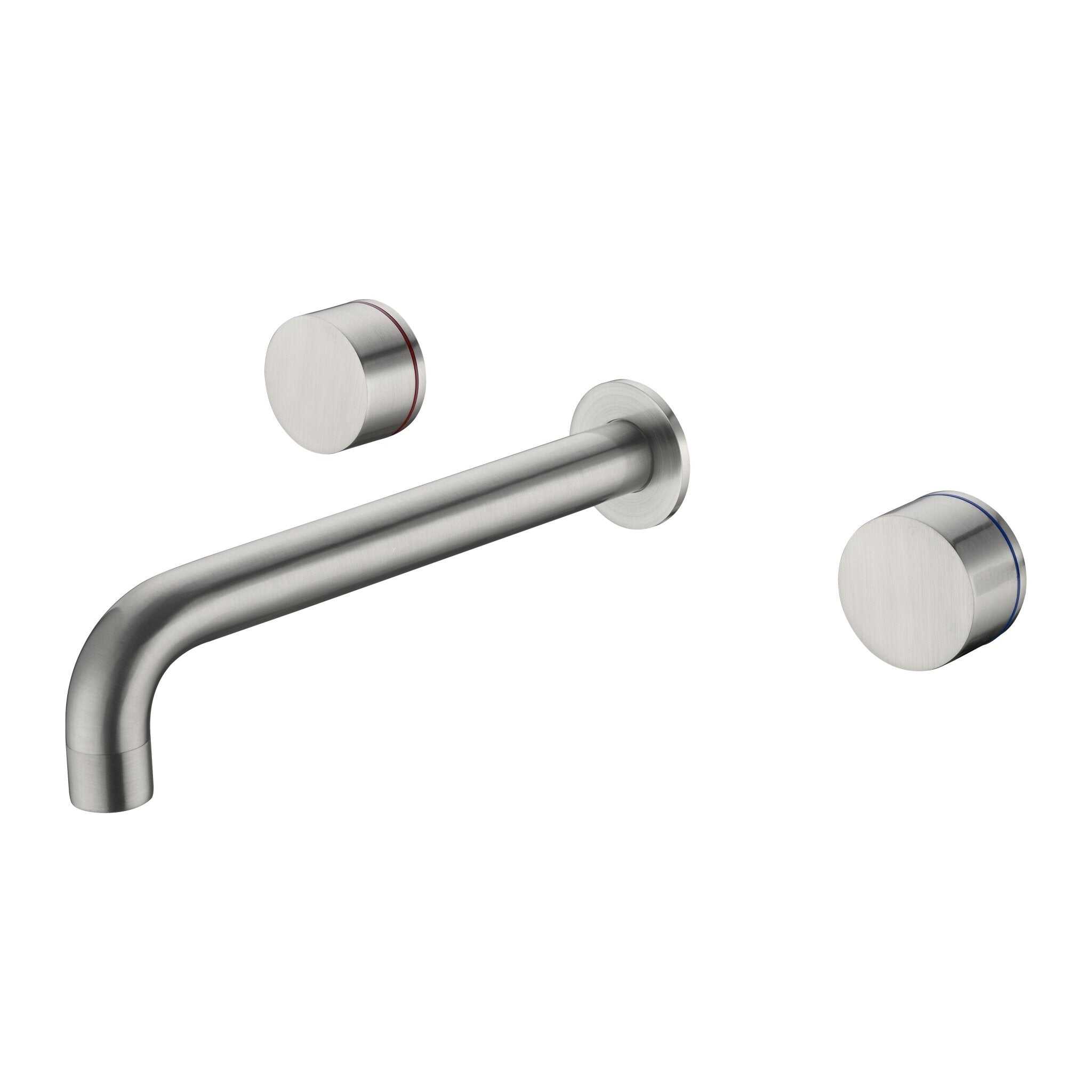 NERO KARA WALL BASIN SET 180MM BRUSHED NICKEL