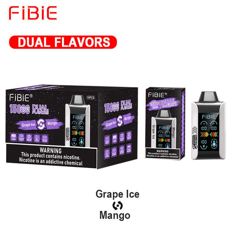 FIBIE 15000 PUFFS Dual Flavors (Dual flavor switch Over 100,000 positive reviews)- Digital LCD Indicator