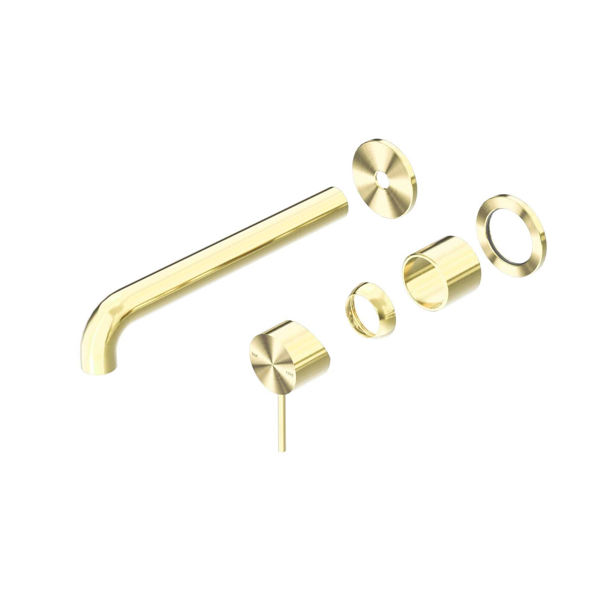 NERO MECCA WALL BASIN/BATH MIXER SEPARETE BACK PLATE 230MM TRIM KITS ONLY BRUSHED GOLD