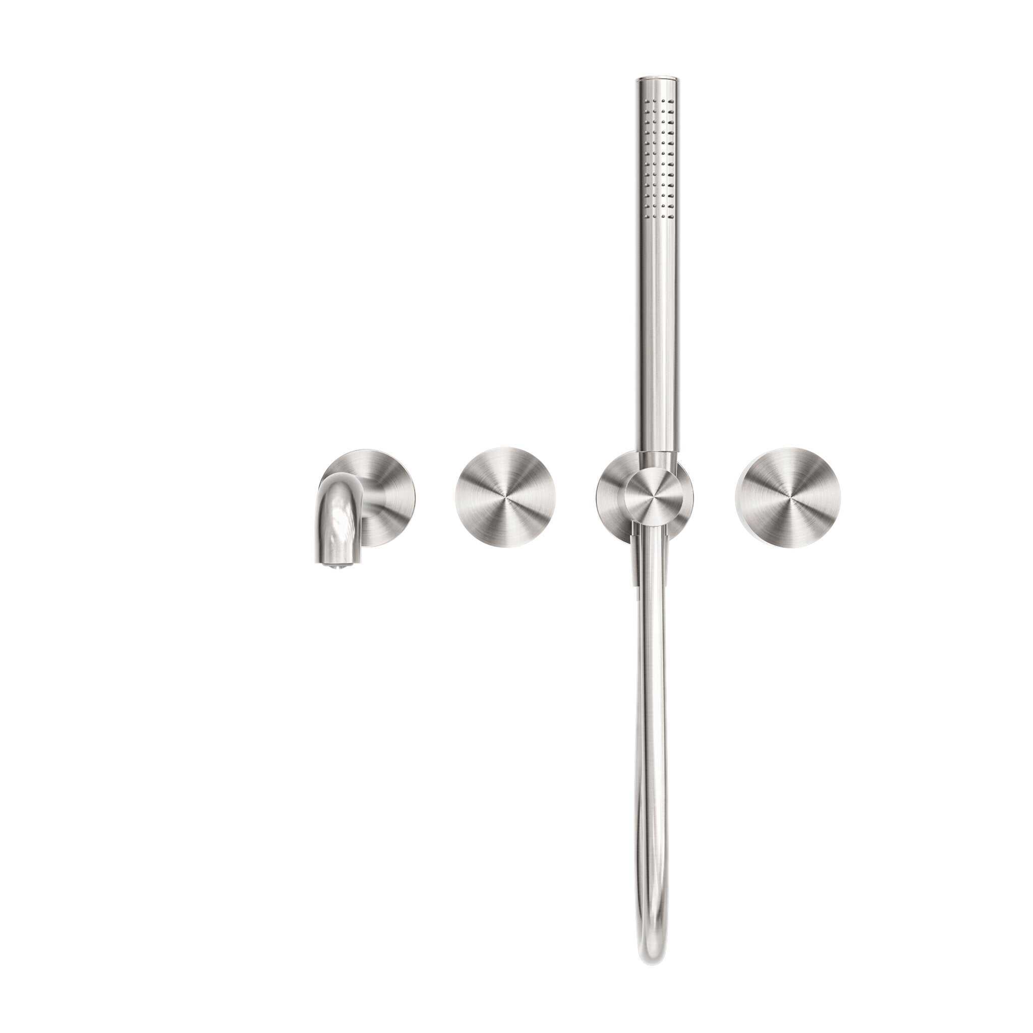 NERO KARA PROGRESSIVE SHOWER SYSTEM SEPARATE PLATE WITH SPOUT 250MM BRUSHED NICKEL