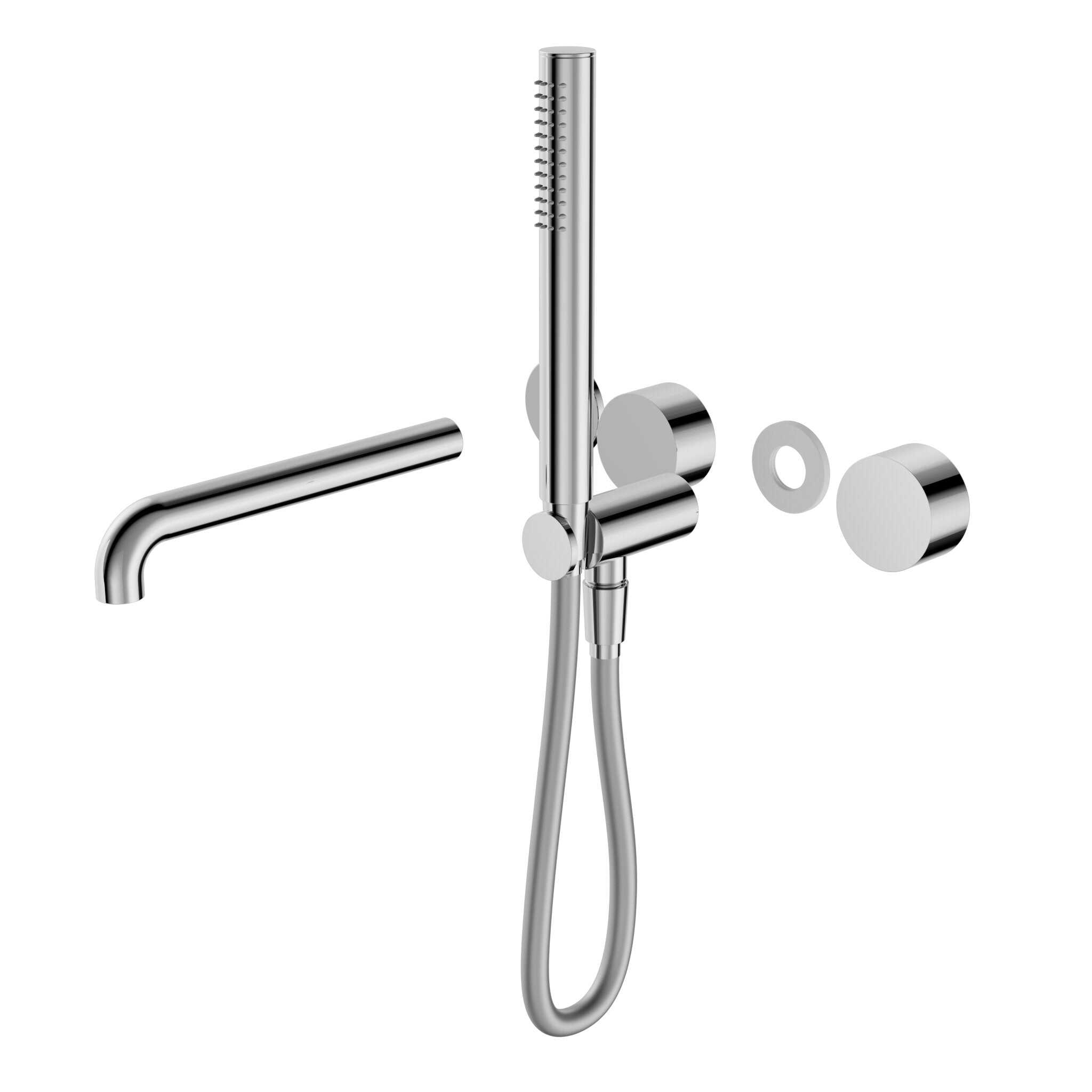 NERO KARA PROGRESSIVE SHOWER SYSTEM SEPARATE PLATE WITH SPOUT 230MM TRIM KITS ONLY CHROME