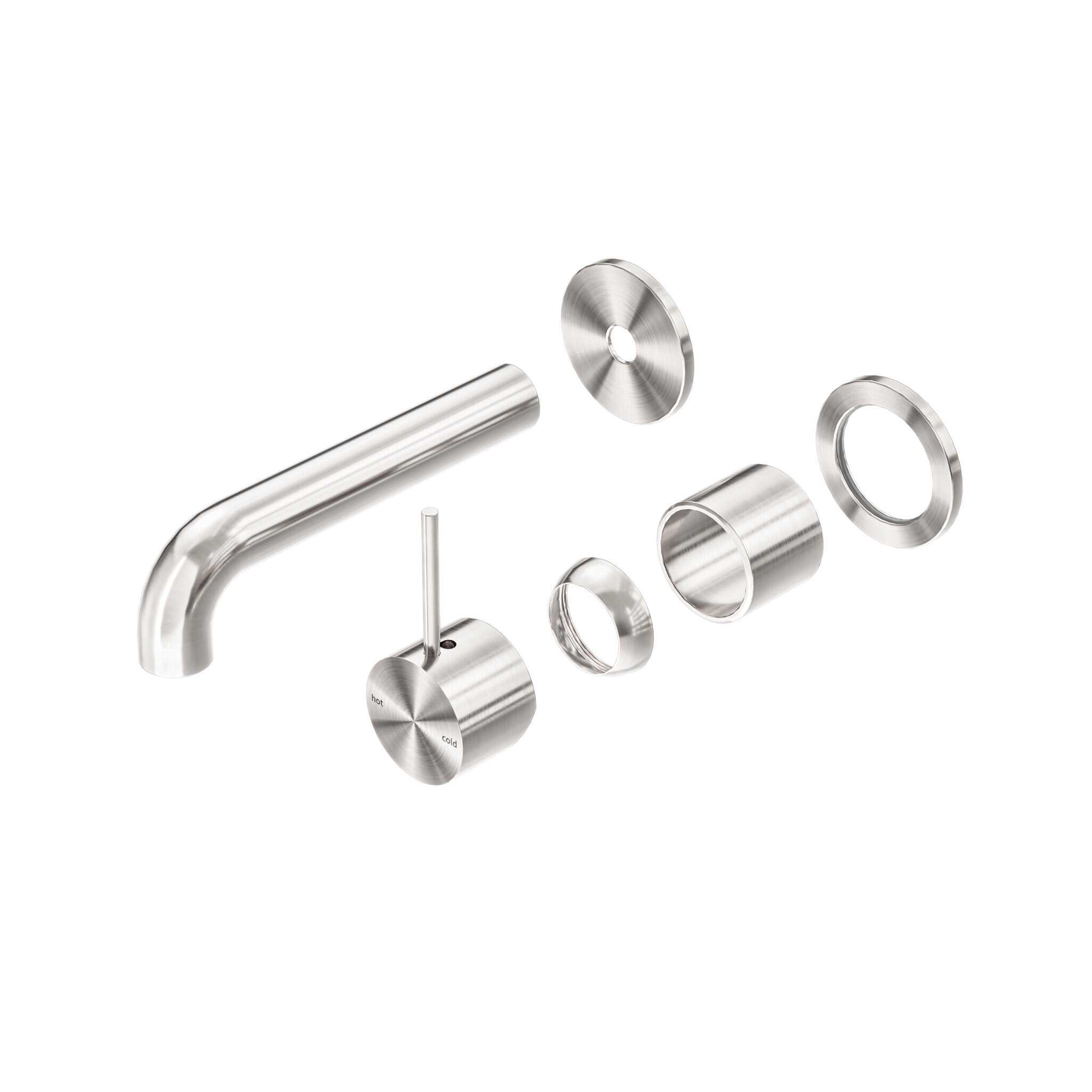 NERO MECCA WALL BASIN/BATH MIXER SEPARATE BACK PLATE HANDLE UP 120MM TRIM KITS ONLY BRUSHED NICKEL