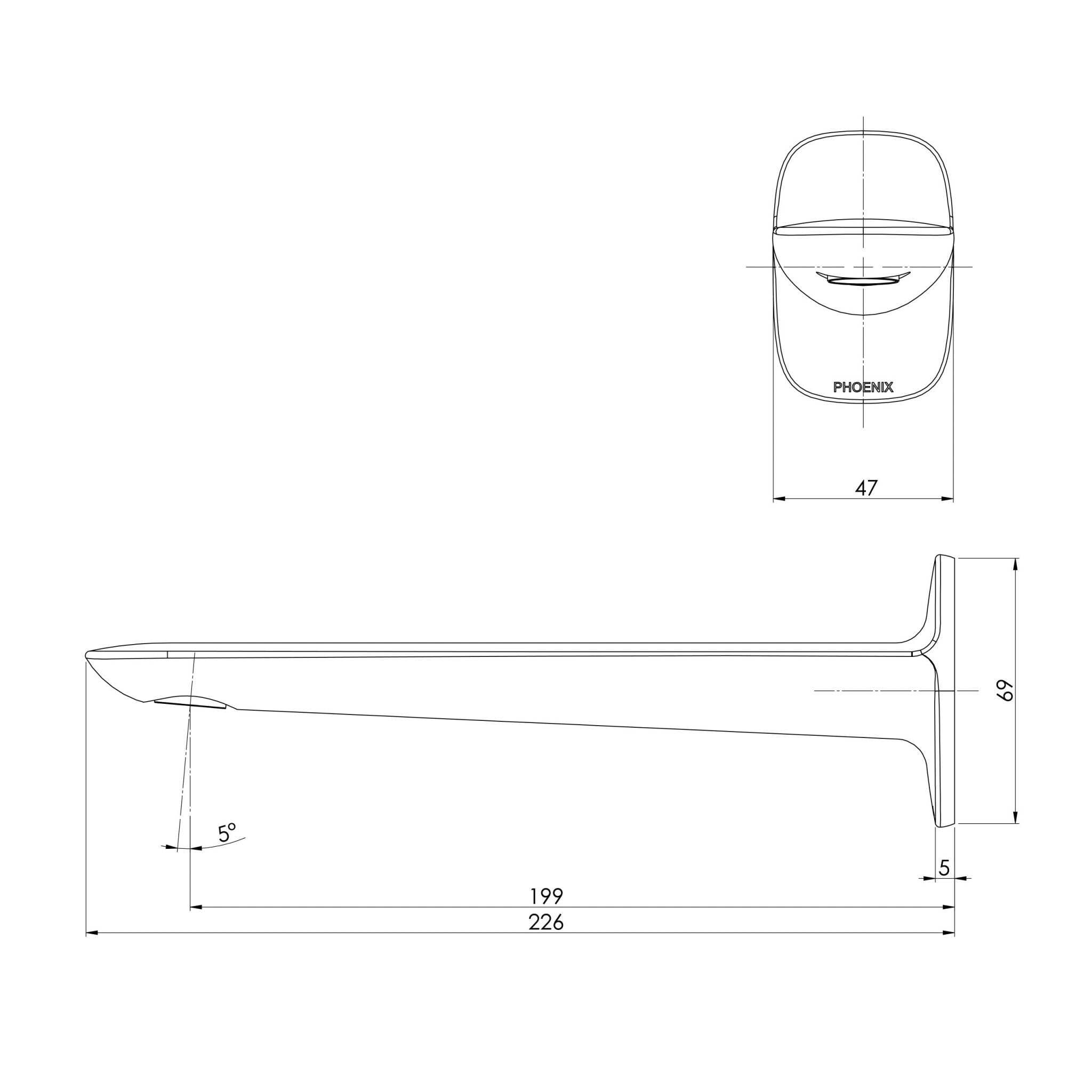 Phoenix Nuage Wall Basin/ Bath Outlet 200mm