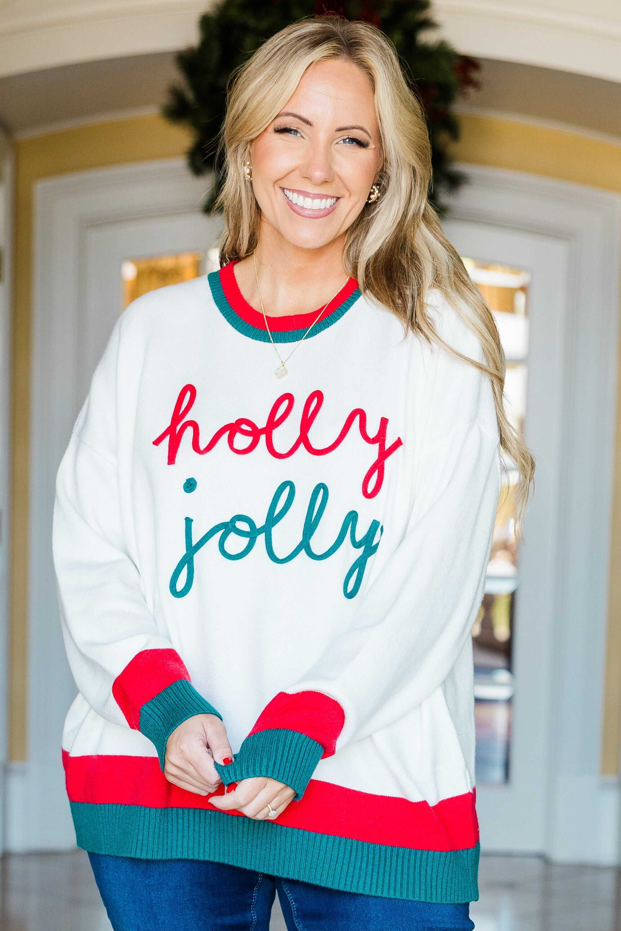 Holly Jolly Baby Sweater, White