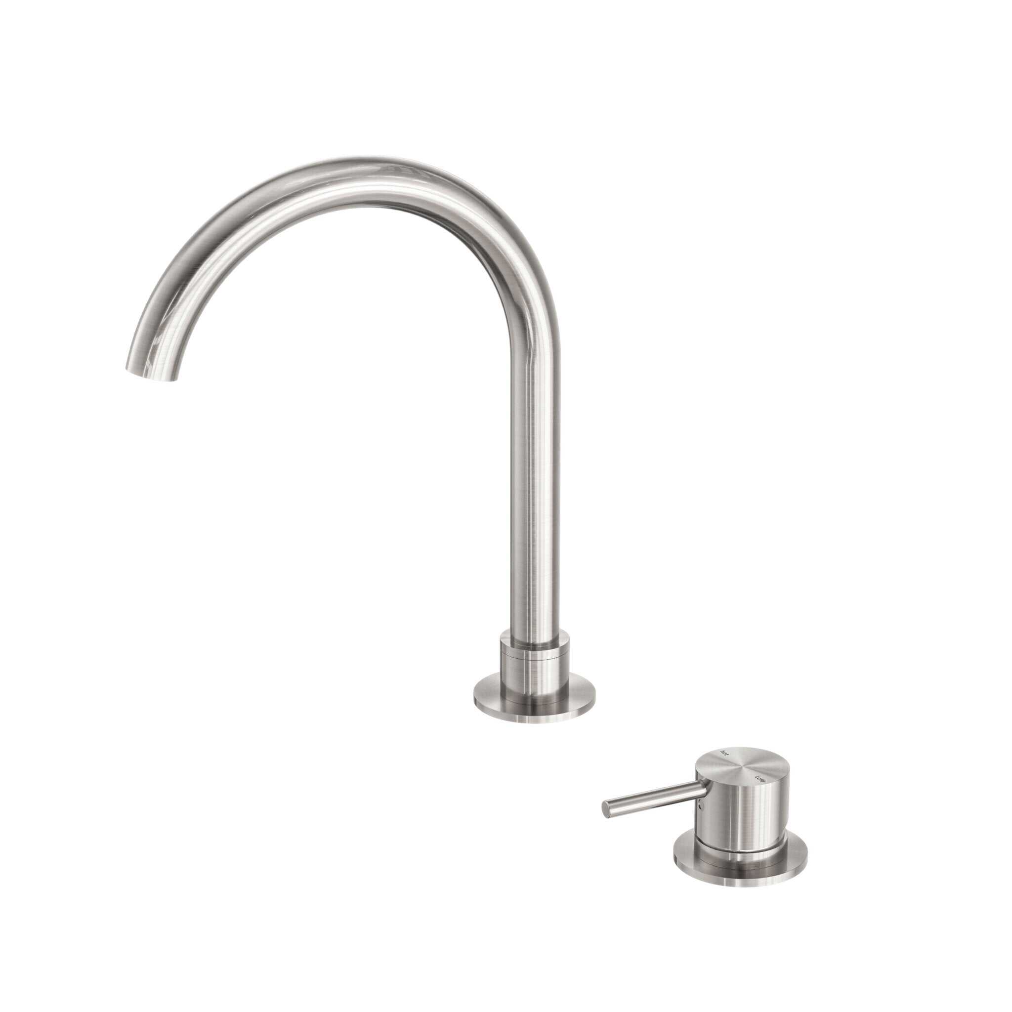 NERO MECCA HOB BASIN MIXER ROUND SWIVEL SPOUT BRUSHED NICKEL