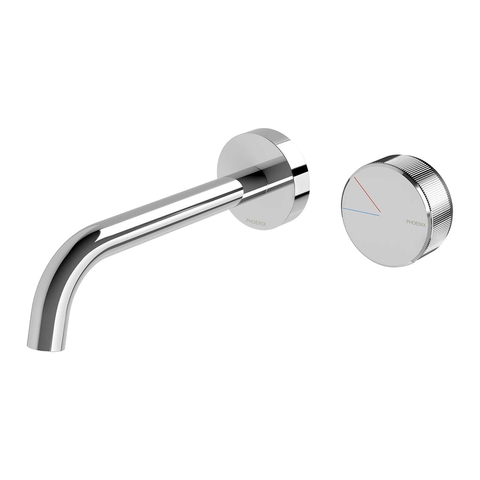 Phoenix Axia Wall Basin/ Bath Curved Oulet Mixer Set 180mm