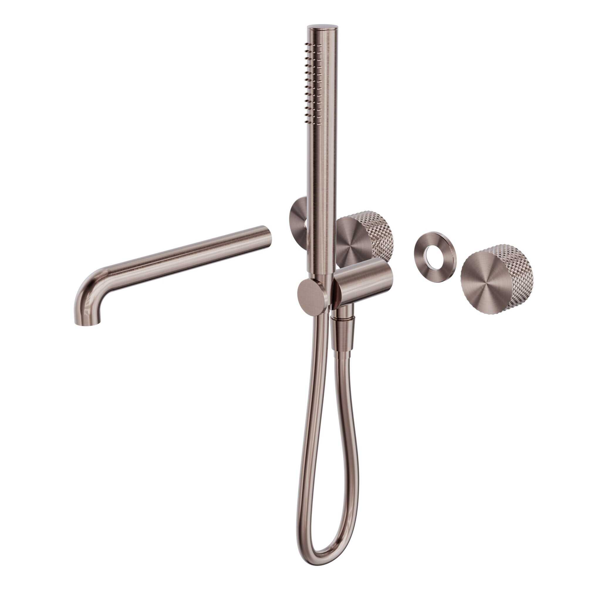 NERO OPAL PROGRESSIVE SHOWER SYSTEM SEPARATE PLATE WITH SPOUT 230MM TRIM KITS ONLY BRUSHED BRONZE