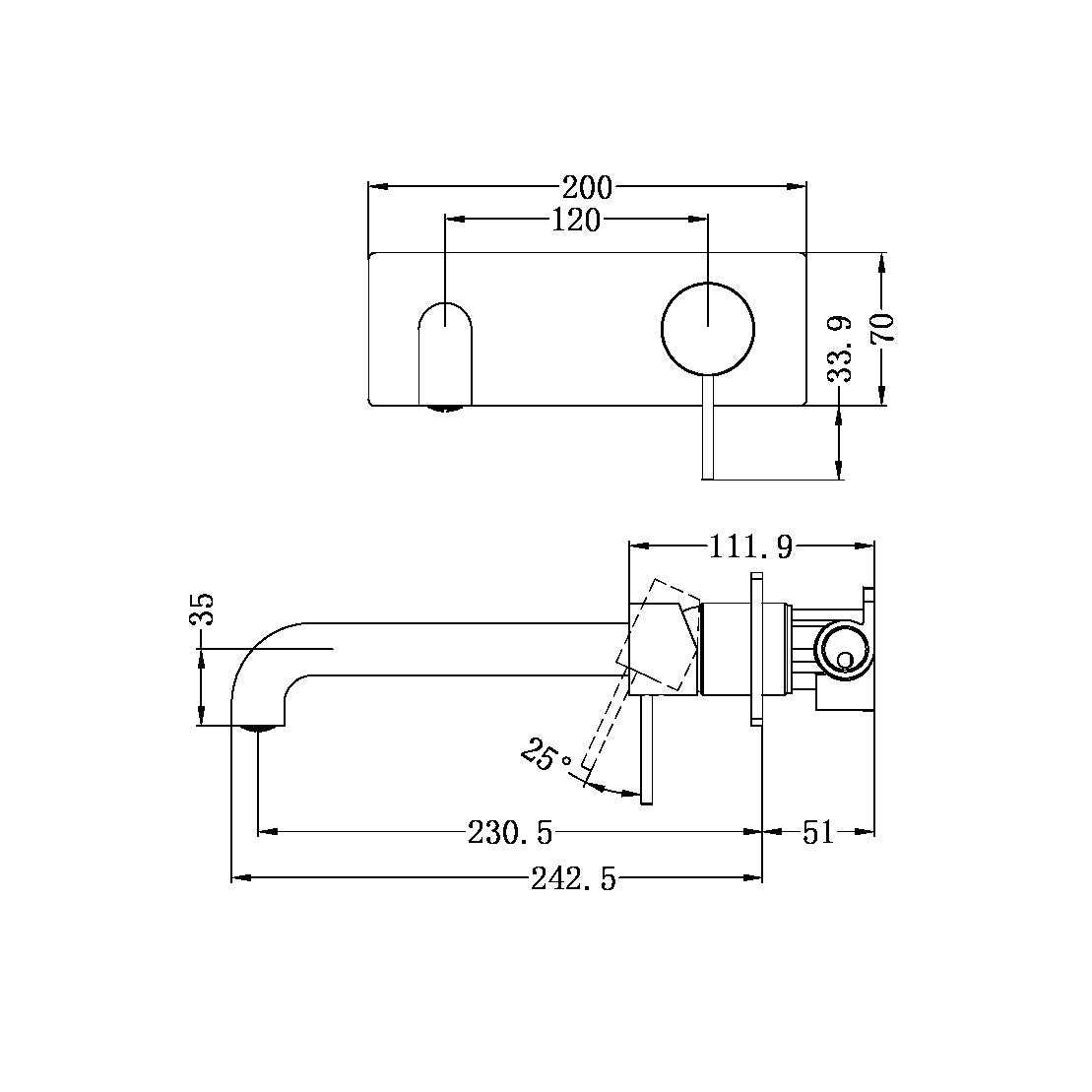 Nero Mecca Wall Basin/Bath Mixer