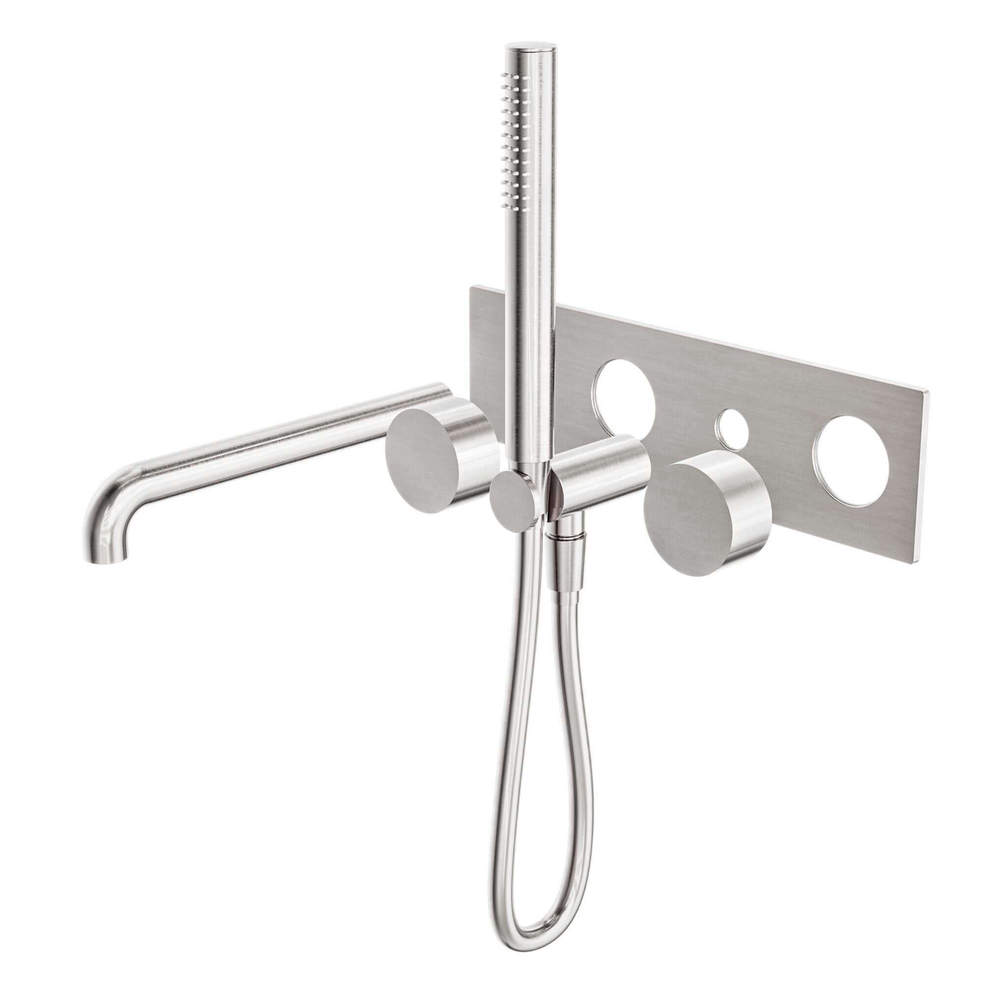 NERO KARA PROGRESSIVE SHOWER SYSTEM WITH SPOUT 250MM TRIM KITS ONLY BRUSHED NICKEL