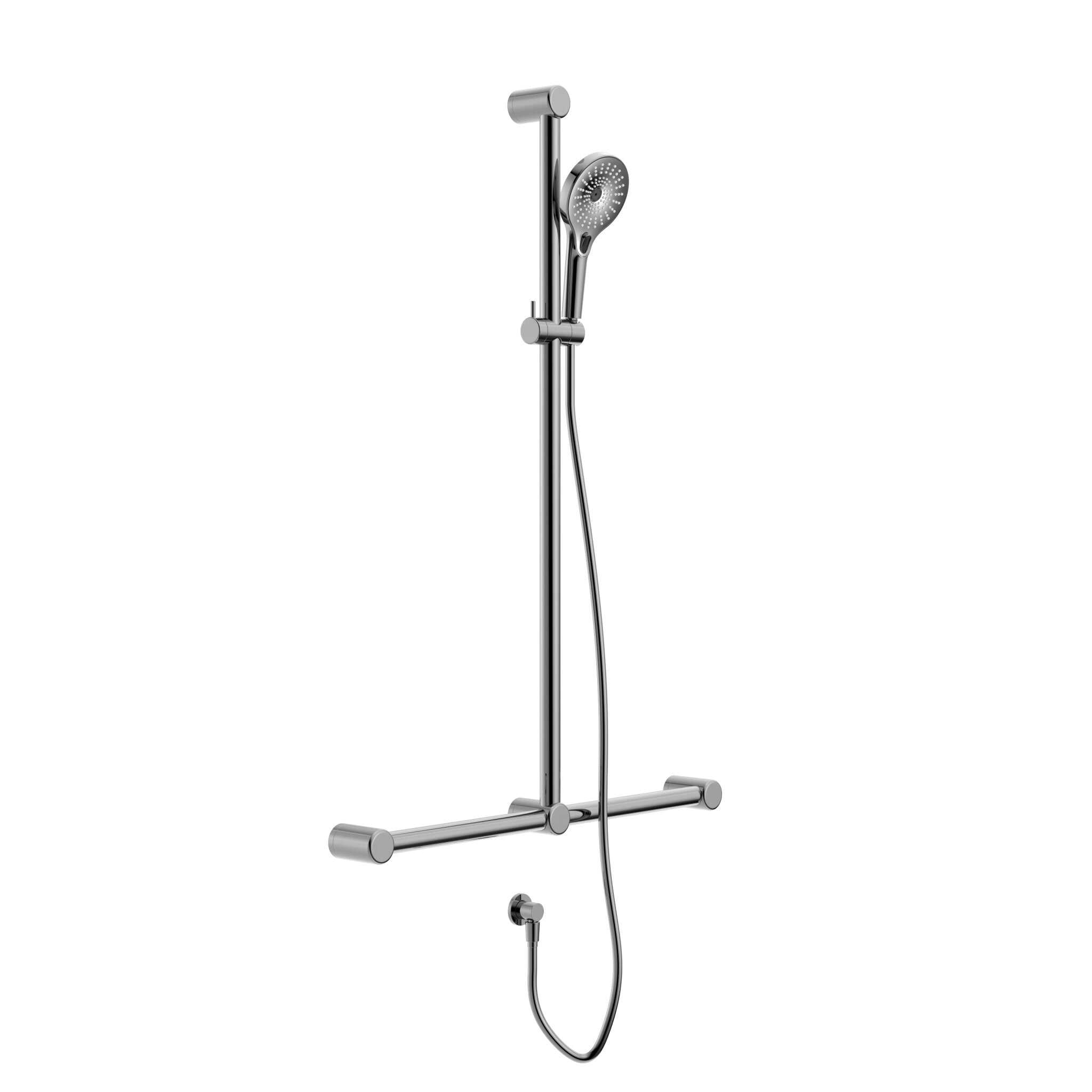 BAR GRAB RAIL AND ADJUSTABLE SHOWER SET 1100X750MM CHROME