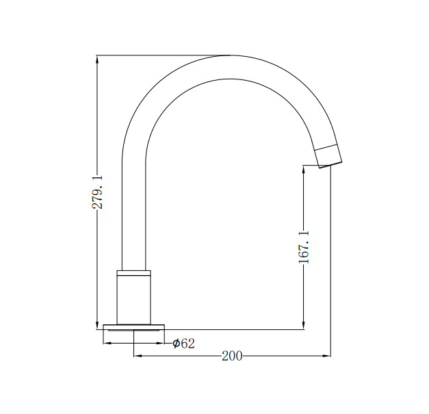 NERO KARA HOB MOUNT BATH SPOUT ONLY G1/2 FEMALE INLET MATTE BLACK