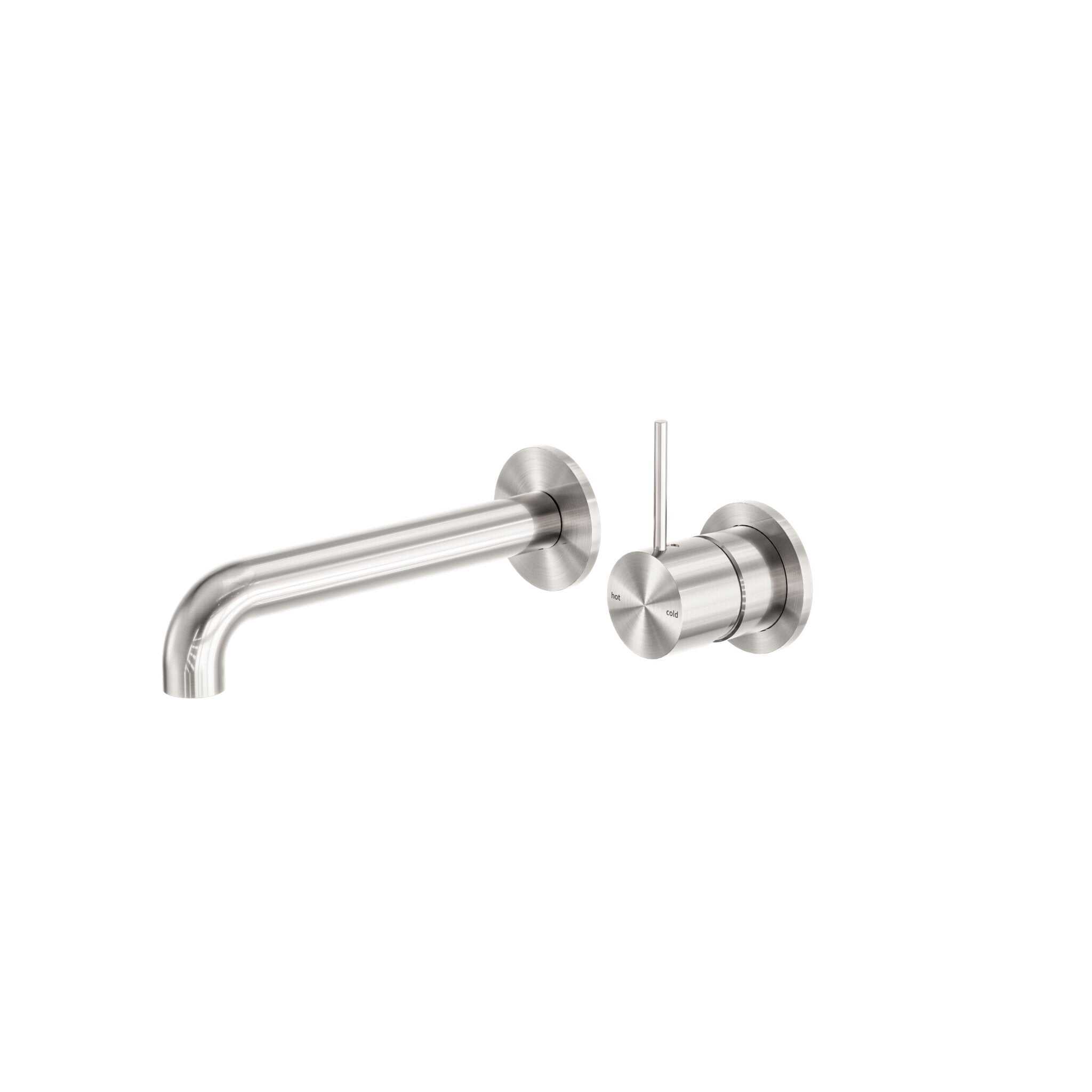 NERO MECCA WALL BASIN/BATH MIXER SEPARETE BACK PLATE HANDLE UP 230MM BRUSHED NICKEL