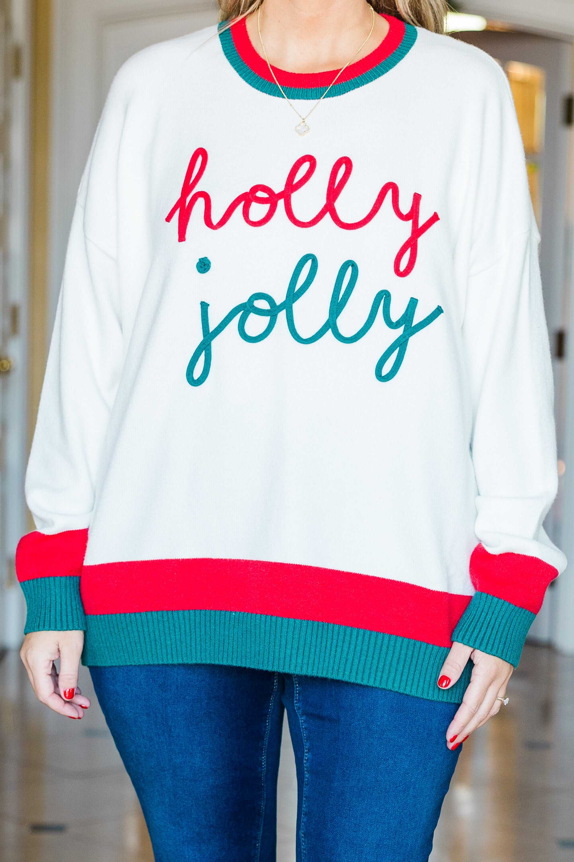 Holly Jolly Baby Sweater, White