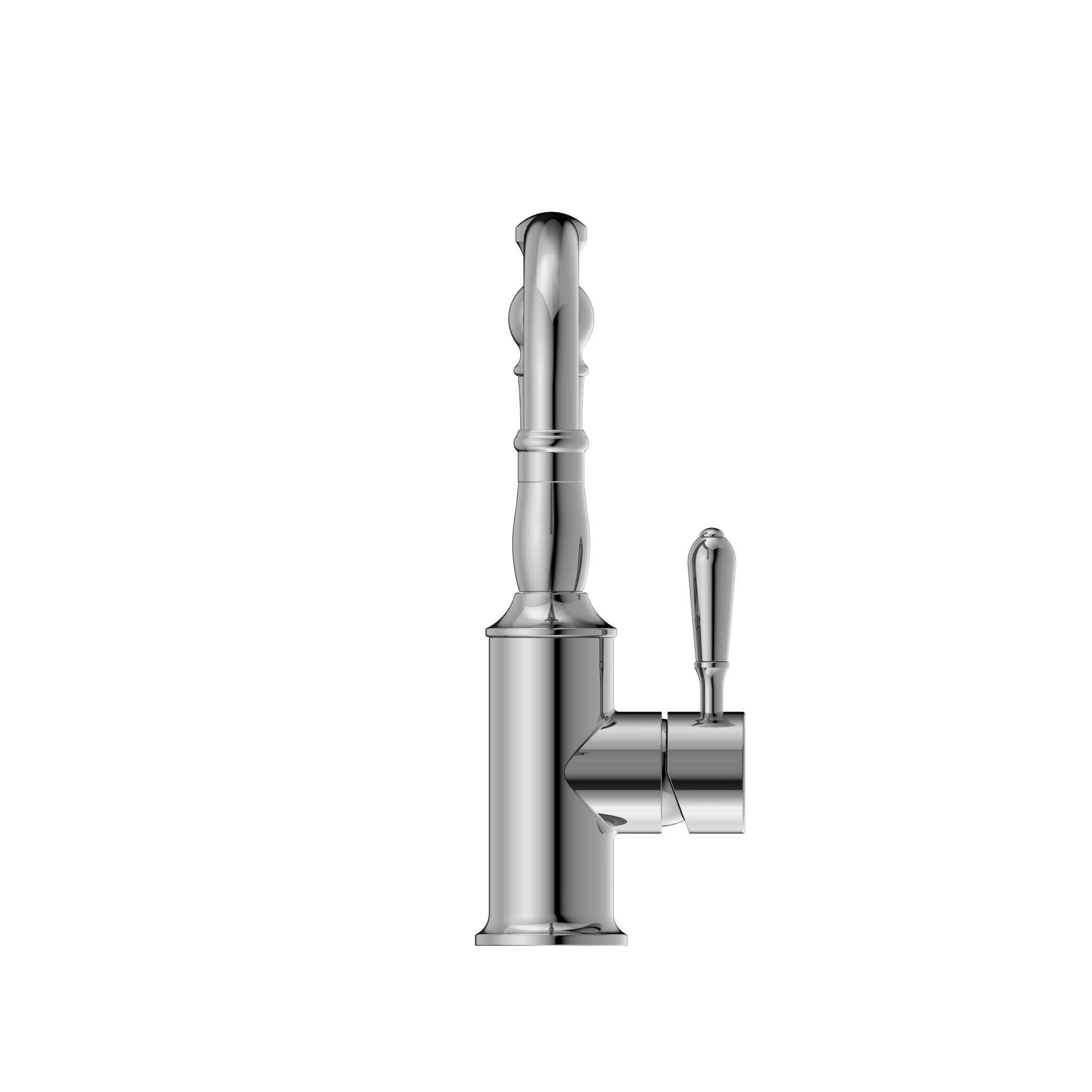 NERO YORK BASIN MIXER HOOK SPOUT WITH METAL LEVER CHROME