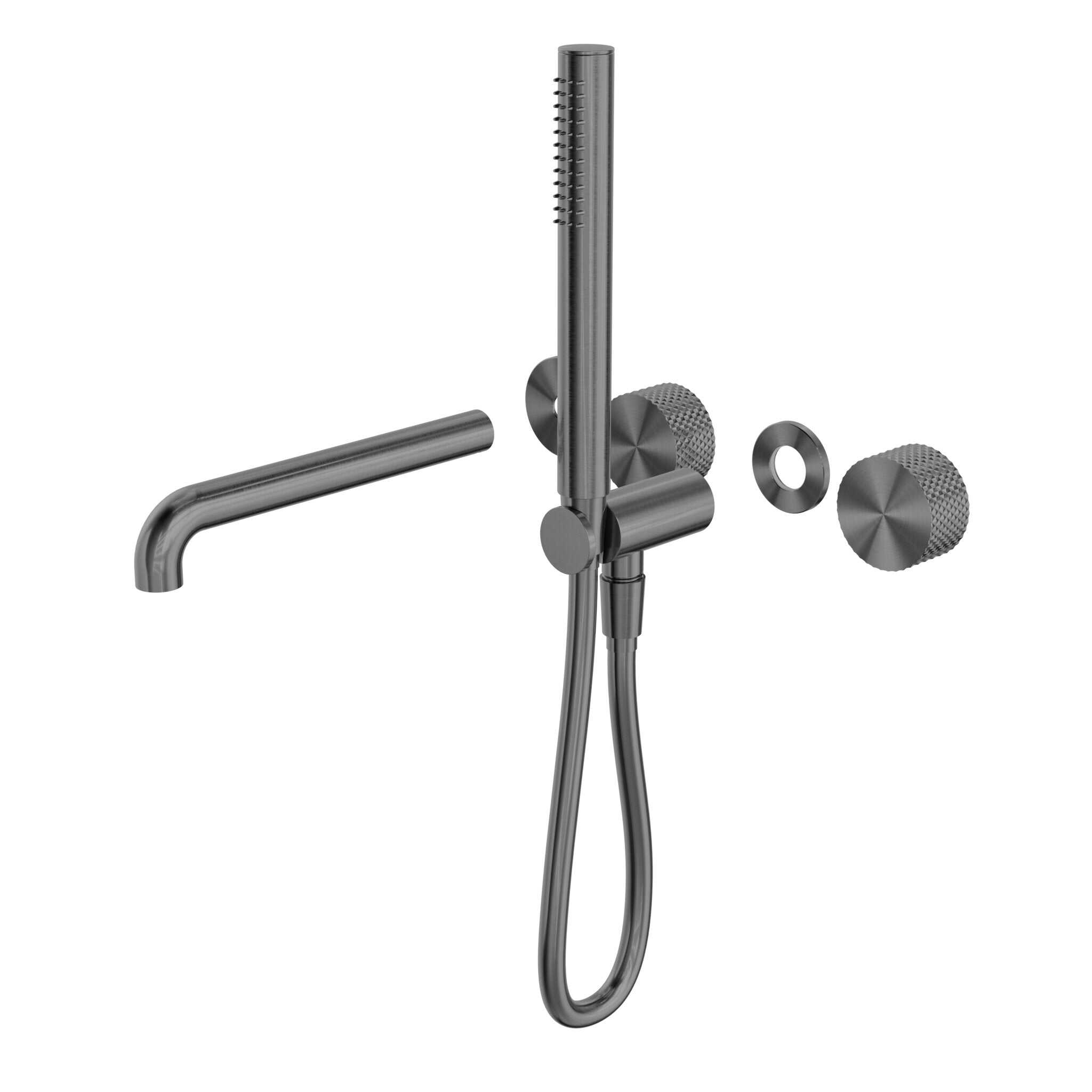 NERO OPAL PROGRESSIVE SHOWER SYSTEM SEPARATE PLATE WITH SPOUT 230MM TRIM KITS ONLY GRAPHITE