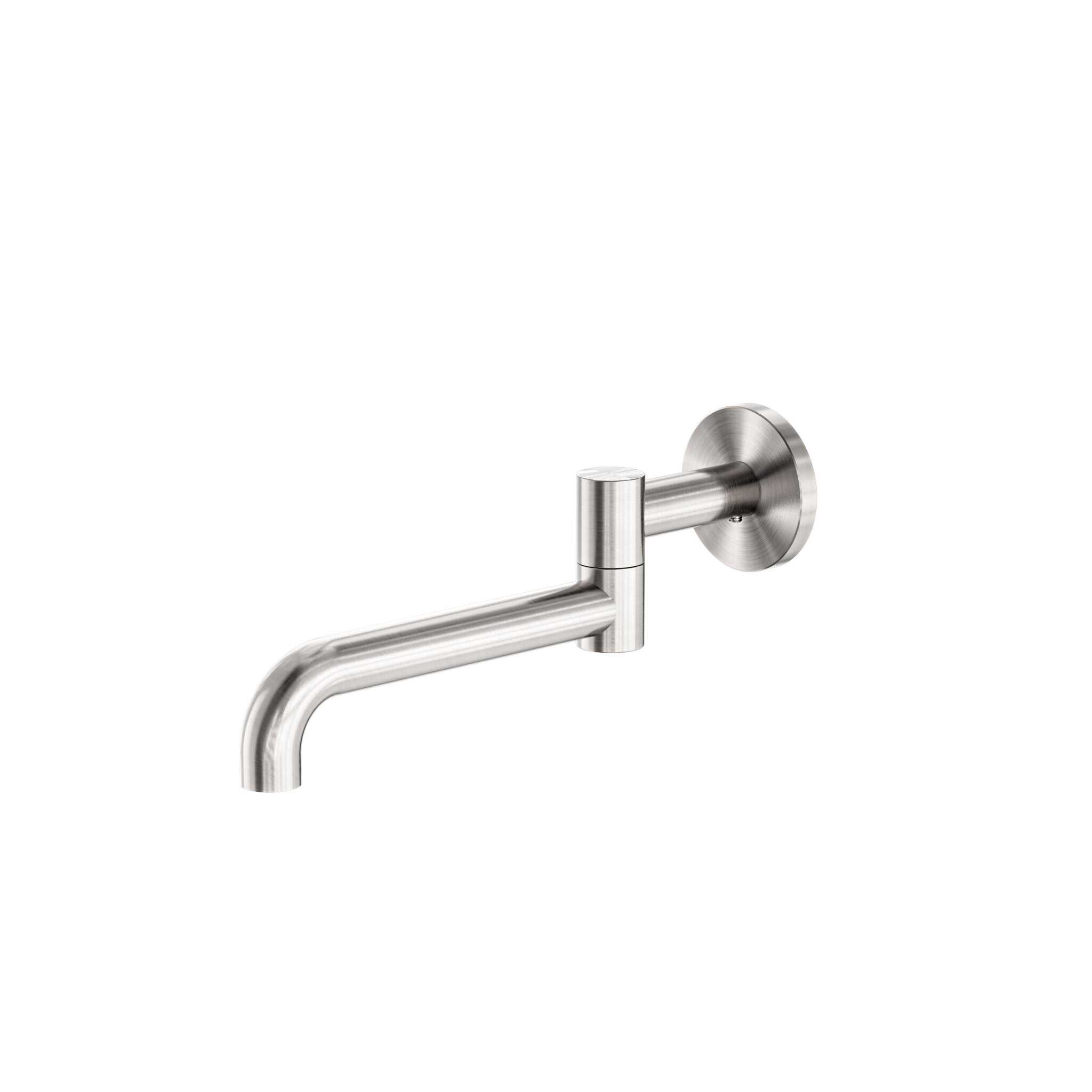 NERO MECCA WALL MOUNTED SWIVEL BASIN/BATH SPOUT ONLY 225MM BRUSHED NICKEL