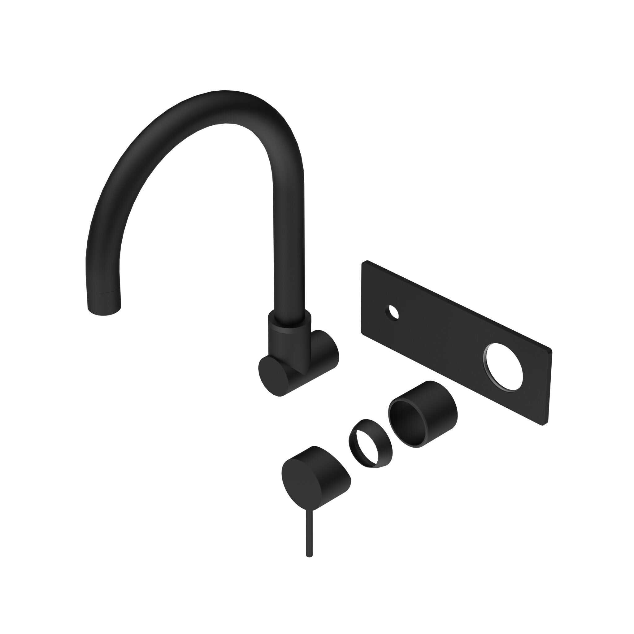 NERO MECCA WALL BASIN/BATH MIXER SWIVEL SPOUT TRIM KITS ONLY MATTE BLACK