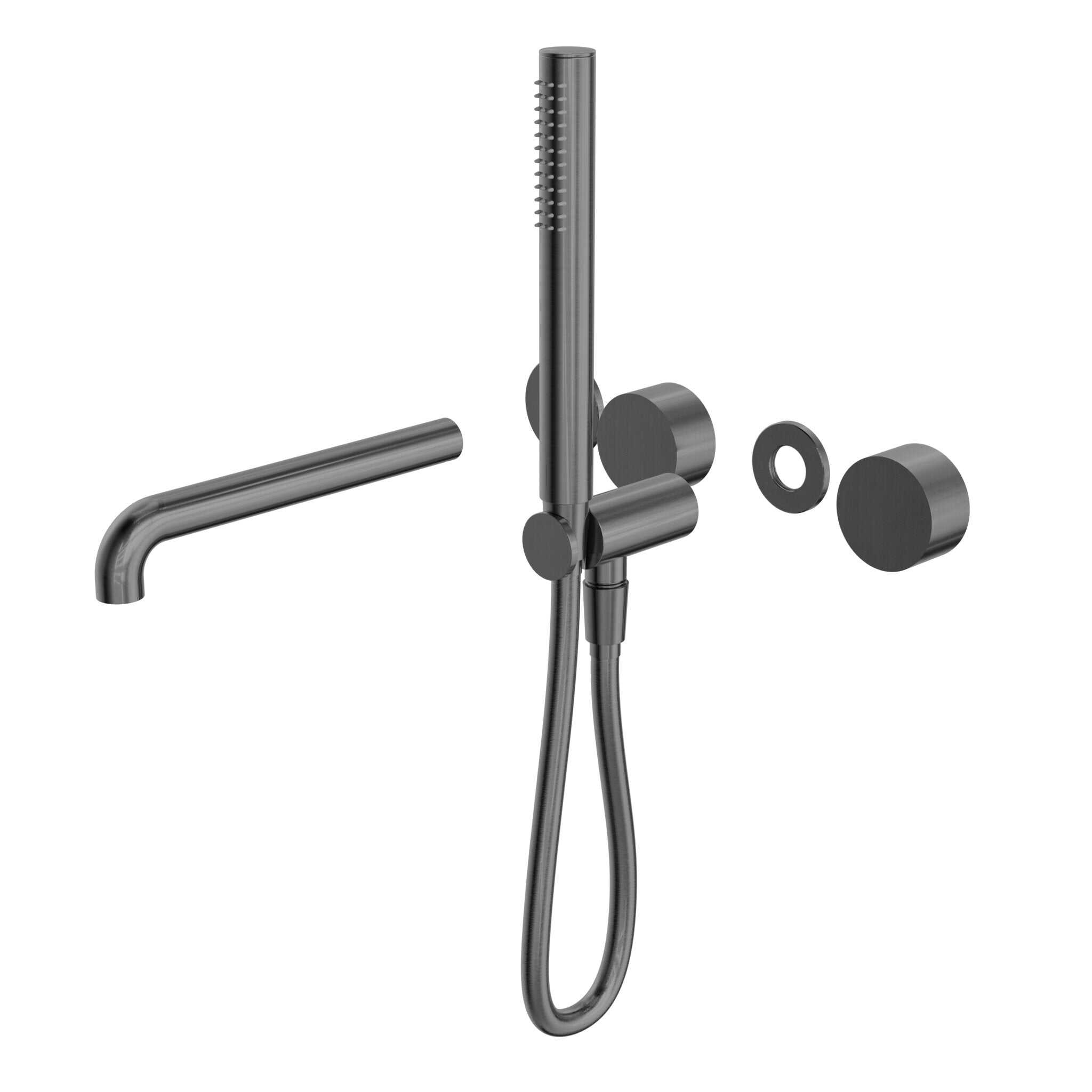 NERO KARA PROGRESSIVE SHOWER SYSTEM SEPARATE PLATE WITH SPOUT 230MM TRIM KITS ONLY GUN METAL