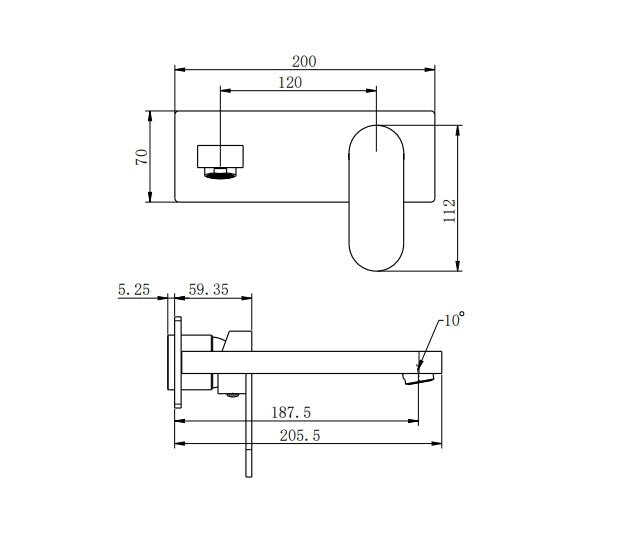 NERO ECCO WALL BASIN/BATH MIXER TRIM KITS ONLY BRUSHED NICKEL