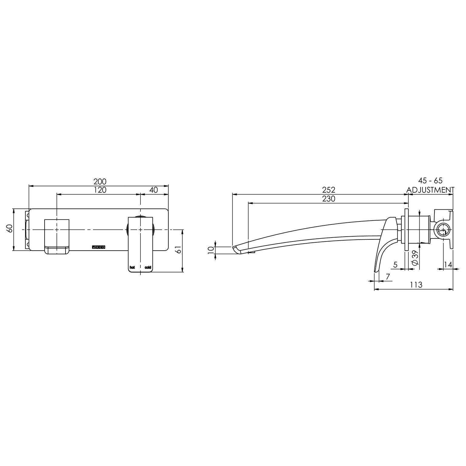 Wall Basin/ Bath Mixer Set 230mm