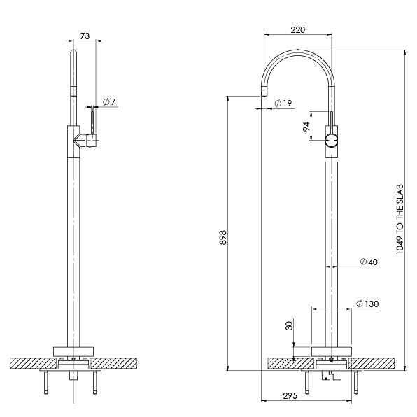 Phoenix Vivid Slimline Floor Mounted Bath Mixer