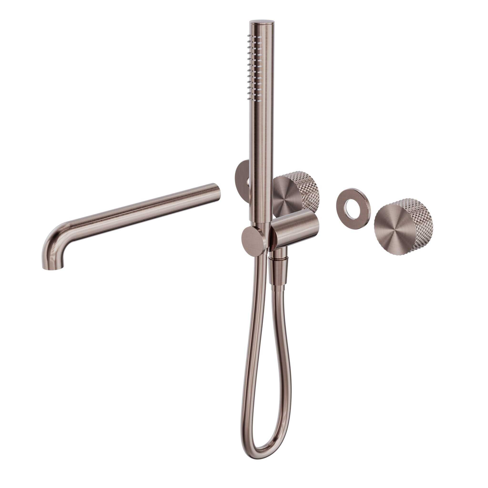 NERO OPAL PROGRESSIVE SHOWER SYSTEM SEPARATE PLATE WITH SPOUT 250MM TRIM KITS ONLY BRUSHED BRONZE