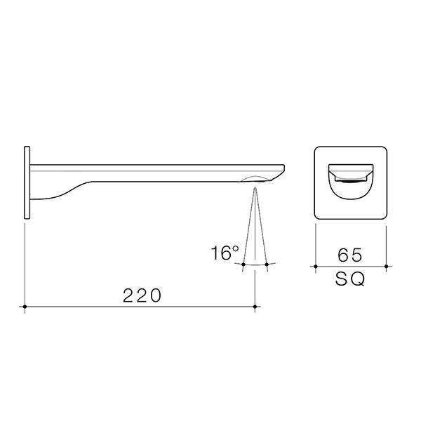 Caroma Urbane II 220mm Basin/Bath Outlet-Square Cover Plate