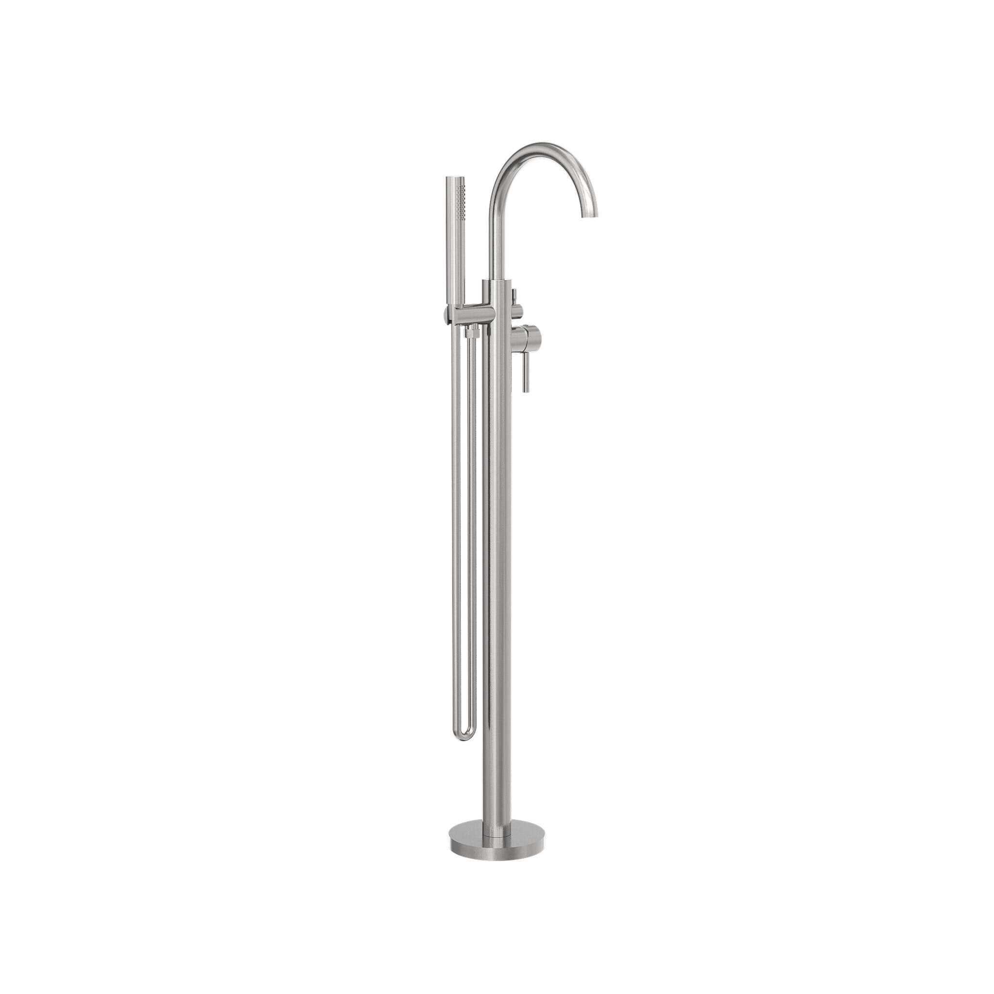 NERO MECCA ROUND FREESTANDING MIXER WITH HAND SHOWER BRUSHED NICKEL