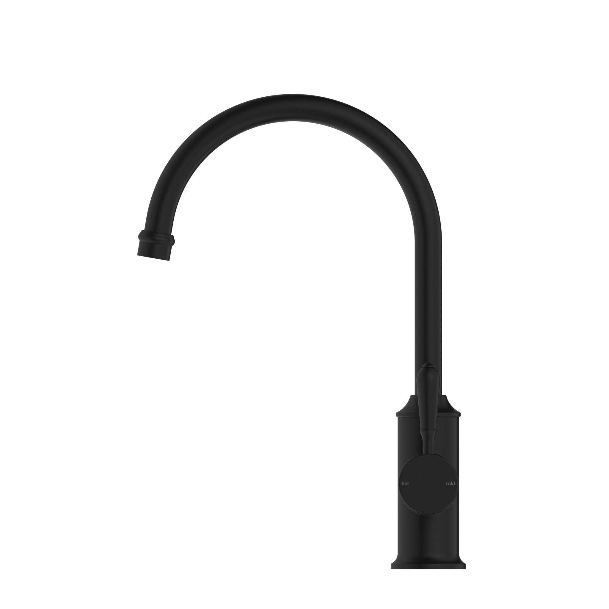 NERO YORK KITCHEN MIXER GOOSNECK SPOUT WITH METAL LEVER MATTE BLACK