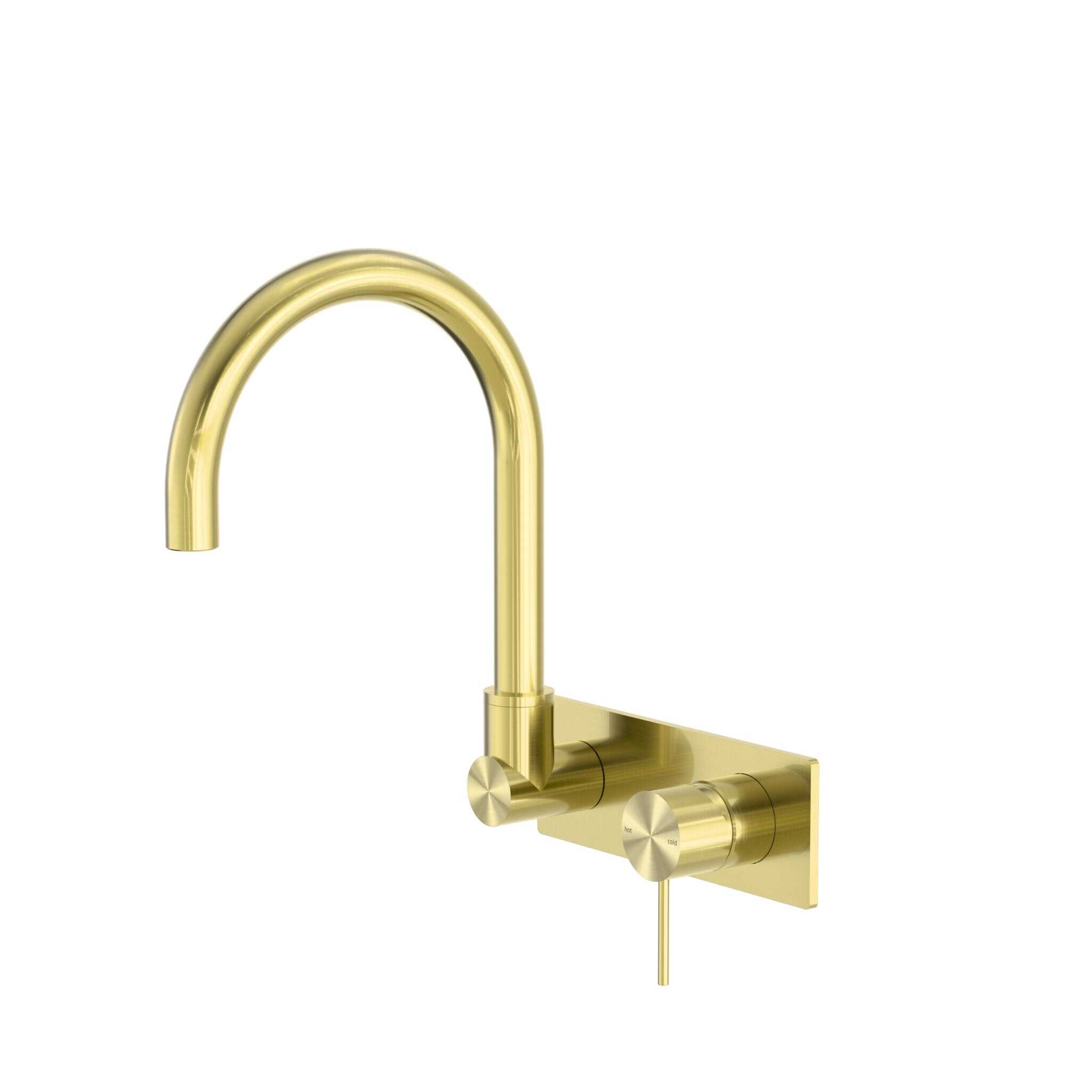 NERO MECCA WALL BASIN/BATH MIXER SWIVEL SPOUT BRUSHED GOLD