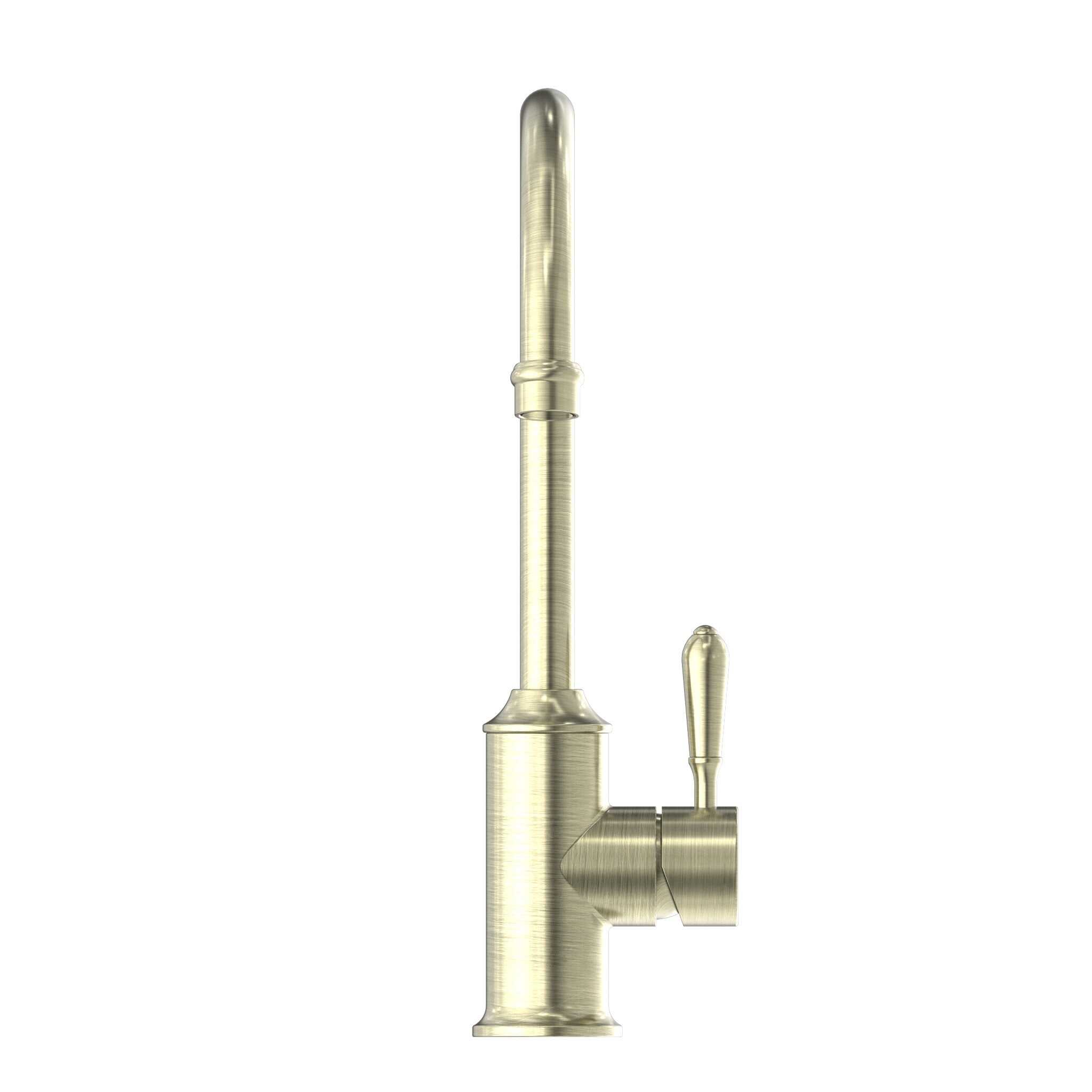 NERO YORK KITCHEN MIXER GOOSNECK SPOUT WITH METAL LEVER AGED BRASS